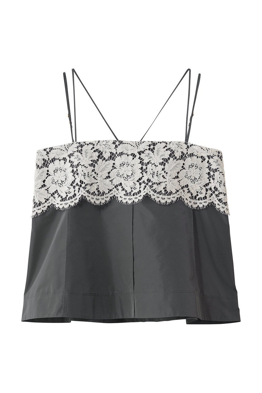 【エブール/ebure】の【4/3 0:00販売開始】シルキータフタ フレンチレースキャミソール インテリア・キッズ・メンズ・レディースファッション・服の通販 founy(ファニー) 　ファッション　Fashion　レディースファッション　Fashion for Women　トップス・カットソー　Cut & Sew Tops　キャミソール&ノースリーブ　Camisoles & Sleeveless Tops　シャツ・ブラウス・オフィスカジュアル　Elegant Blouses & Button-Ups　インナー　Innerwear　カットソー　Cut and Sewn Top　キャミソール　Camisole, Spaghetti Strap Top　ジャケット　Jacket, Outerwear　タフタ　Taffeta, Structured Fabric　ノースリーブ　Sleeveless, No-Sleeve　フォルム　Silhouette, Form　フランス　France, French　リボン　Ribbon, Bow　レース　Lace, Lace Fabric　グレー|ID: prp329100004895783 ipo3291000000036601113