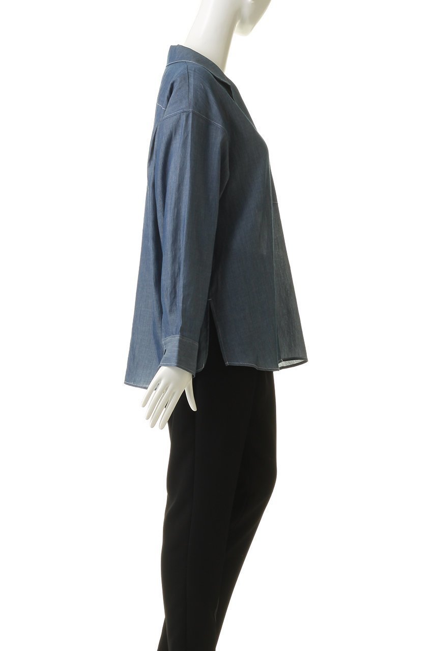 【ミディウミソリッド/MIDIUMISOLID】のsheer denim open collar shirt(BLEACH) シャツ 人気、トレンドファッション・服の通販 founy(ファニー) 　ファッション　Fashion　レディースファッション　Fashion for Women　トップス・カットソー　Cut & Sew Tops　シャツ・ブラウス・オフィスカジュアル　Elegant Blouses & Button-Ups　おすすめ　Recommended / Our Picks　シアー　Sheer, See-Through　スリーブ　Sleeve, Long Sleeve / Short Sleeve　デニム　Denim, Jeans Material　ブリーチ　Bleach, Washed Finish　ロング　Long, Long-Length　夏　Summer　新作・新入荷　New Arrivals / New In　other-3|ID: prp329100004895784 ipo3291000000036601125