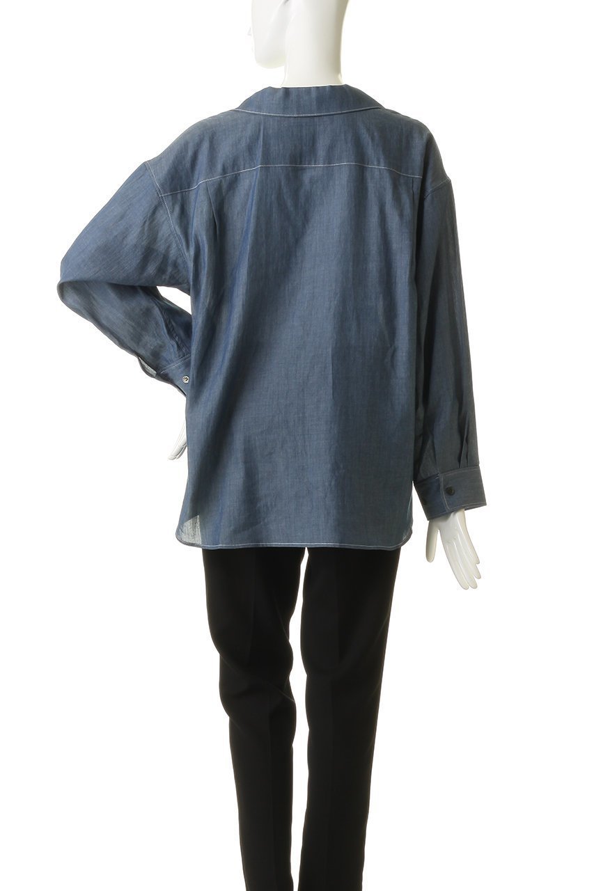 【ミディウミソリッド/MIDIUMISOLID】のsheer denim open collar shirt(BLEACH) シャツ 人気、トレンドファッション・服の通販 founy(ファニー) 　ファッション　Fashion　レディースファッション　Fashion for Women　トップス・カットソー　Cut & Sew Tops　シャツ・ブラウス・オフィスカジュアル　Elegant Blouses & Button-Ups　おすすめ　Recommended / Our Picks　シアー　Sheer, See-Through　スリーブ　Sleeve, Long Sleeve / Short Sleeve　デニム　Denim, Jeans Material　ブリーチ　Bleach, Washed Finish　ロング　Long, Long-Length　夏　Summer　新作・新入荷　New Arrivals / New In　other-4|ID: prp329100004895784 ipo3291000000036601127
