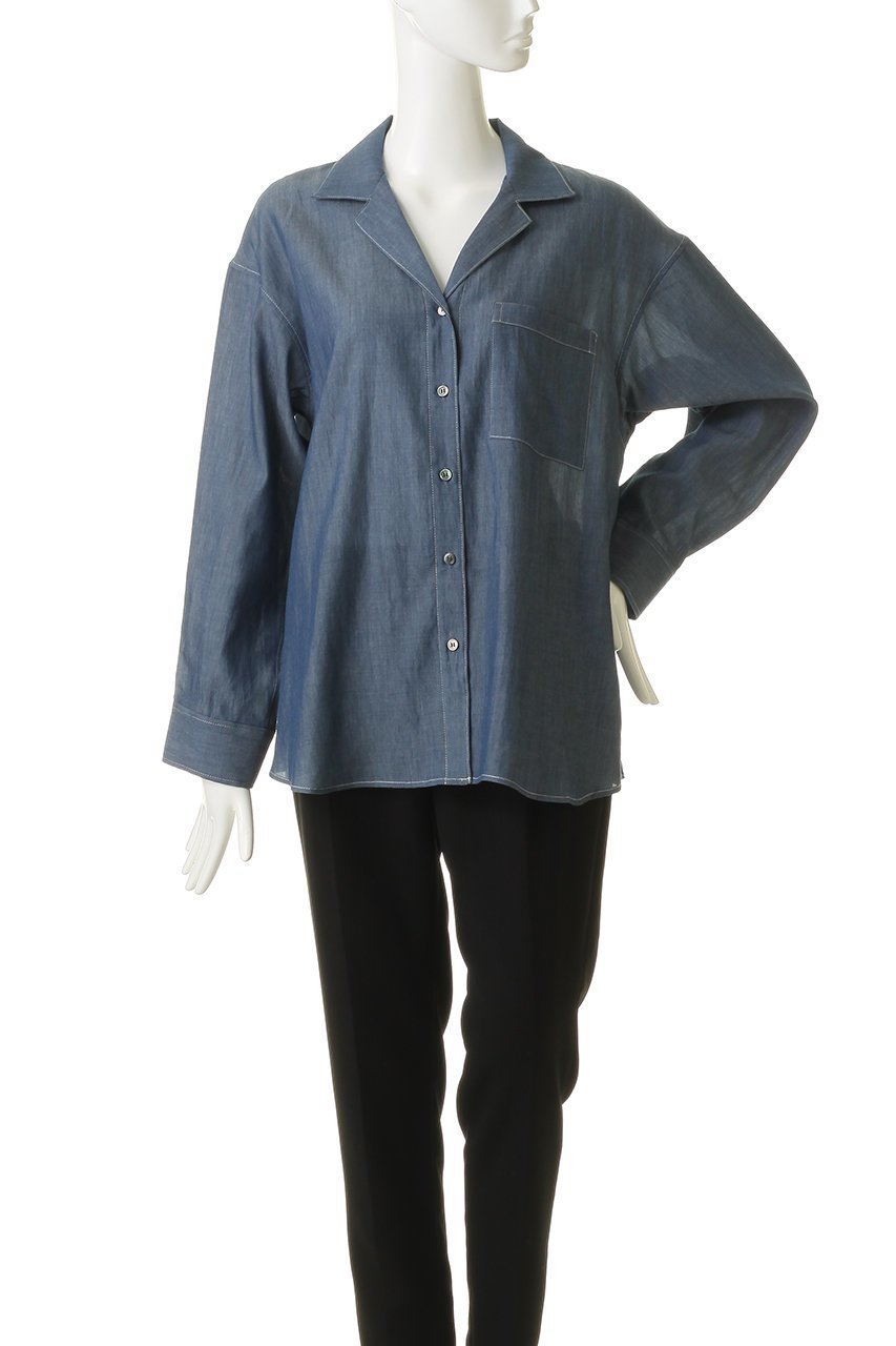 【ミディウミソリッド/MIDIUMISOLID】のsheer denim open collar shirt(BLEACH) シャツ 大人の最旬トレンドファッション＆コーディネート founy(ファウニー) 　ファッション　Fashion　レディースファッション　Fashion for Women　トップス・カットソー　Cut & Sew Tops　シャツ・ブラウス・オフィスカジュアル　Elegant Blouses & Button-Ups　おすすめ　Recommended / Our Picks　シアー　Sheer, See-Through　スリーブ　Sleeve, Long Sleeve / Short Sleeve　デニム　Denim, Jeans Material　ブリーチ　Bleach, Washed Finish　ロング　Long, Long-Length　夏　Summer　other-2|ID: prp329100004895784 ipo3291000000036887963