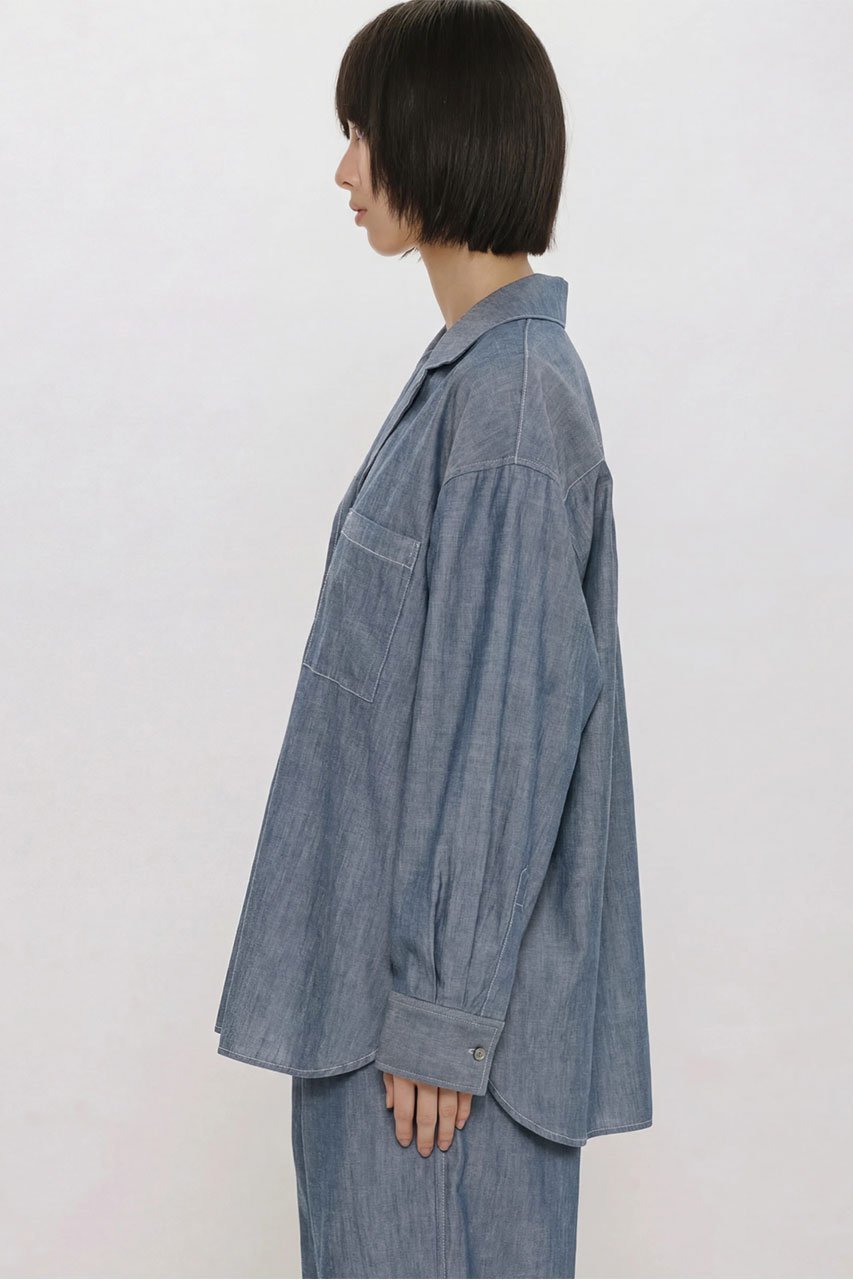 【ミディウミソリッド/MIDIUMISOLID】のsheer denim open collar shirt(BLEACH) シャツ 大人の最旬トレンドファッション＆コーディネート founy(ファウニー) 　ファッション　Fashion　レディースファッション　Fashion for Women　トップス・カットソー　Cut & Sew Tops　シャツ・ブラウス・オフィスカジュアル　Elegant Blouses & Button-Ups　おすすめ　Recommended / Our Picks　シアー　Sheer, See-Through　スリーブ　Sleeve, Long Sleeve / Short Sleeve　デニム　Denim, Jeans Material　ブリーチ　Bleach, Washed Finish　ロング　Long, Long-Length　夏　Summer　other-7|ID: prp329100004895784 ipo3291000000036887968