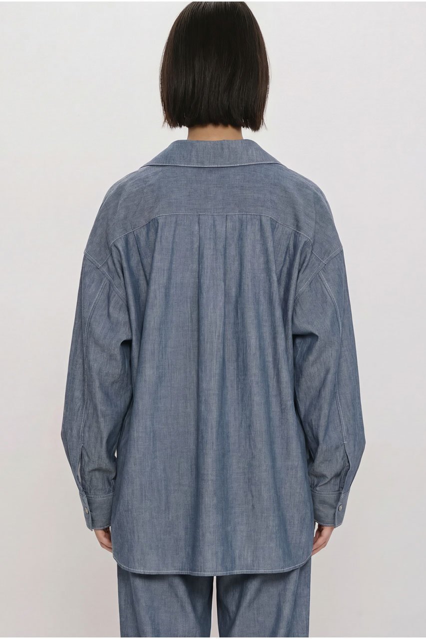 【ミディウミソリッド/MIDIUMISOLID】のsheer denim open collar shirt(BLEACH) シャツ 大人の最旬トレンドファッション＆コーディネート founy(ファウニー) 　ファッション　Fashion　レディースファッション　Fashion for Women　トップス・カットソー　Cut & Sew Tops　シャツ・ブラウス・オフィスカジュアル　Elegant Blouses & Button-Ups　おすすめ　Recommended / Our Picks　シアー　Sheer, See-Through　スリーブ　Sleeve, Long Sleeve / Short Sleeve　デニム　Denim, Jeans Material　ブリーチ　Bleach, Washed Finish　ロング　Long, Long-Length　夏　Summer　other-8|ID: prp329100004895784 ipo3291000000036887969