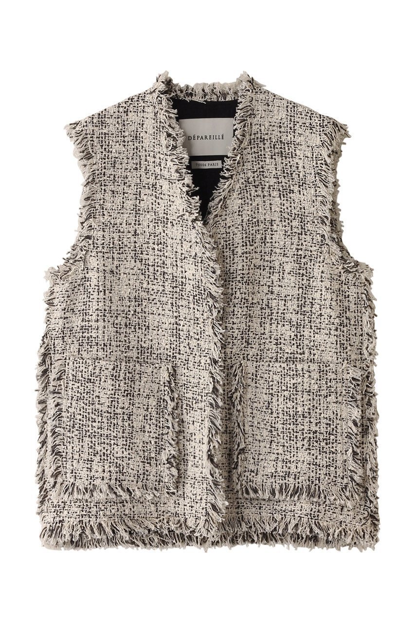 【デパリエ/DEPAREILLE】のリリーヤーンツイードジレ インテリア・キッズ・メンズ・レディースファッション・服の通販 founy(ファニー) 　ファッション　Fashion　レディースファッション　Fashion for Women　アウター　Coat / Outerwear Collection　レディースジャケット・軽アウター　Jackets　カットソー　Cut and Sewn Top　ジャケット　Jacket, Outerwear　デニム　Denim, Jeans Material　パーティ　Party, Party Style　フリンジ　Fringe, Tassel　ベスト　Vest, Waistcoat　エレガント 上品　Elegant　夏　Summer　春　Spring　S/S・春夏　SS, Spring/Summer, Warm Season　ブラック|ID: prp329100004895889 ipo3291000000036603216