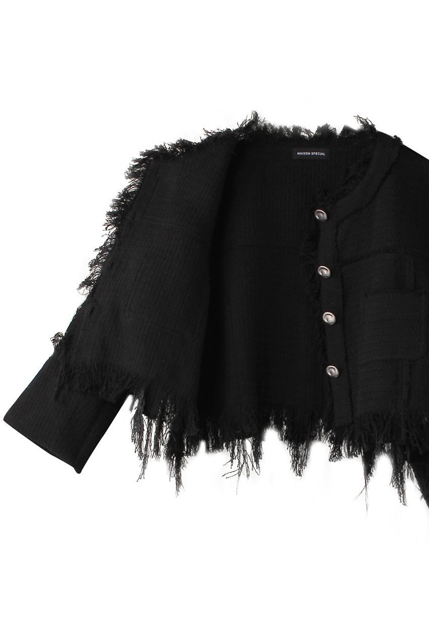 【メゾンスペシャル/MAISON SPECIAL】のTweed Collarless Jacket/ツイードノーカラージャケット 大人の最旬トレンドファッション＆コーディネート founy(ファウニー) 　ファッション　Fashion　レディースファッション　Fashion for Women　アウター　Coat / Outerwear Collection　レディースジャケット・軽アウター　Jackets　ノーカラージャケット / シンプル上品コーデ　Collarless Jackets　サマー　Summer, Summer Style　ショルダー　Shoulder, Shoulder Strap　ショート　Short, Short Length　ジャケット　Jacket, Outerwear　ダウン　Down, Puffer　ツイード　Twill, Twill Weave　デニム　Denim, Jeans Material　ドロップ　Drop Shoulder, Dropped Style　フリンジ　Fringe, Tassel　ランダム　Random, Irregular　おすすめ　Recommended / Our Picks　other-6|ID: prp329100004895896 ipo3291000000036603366