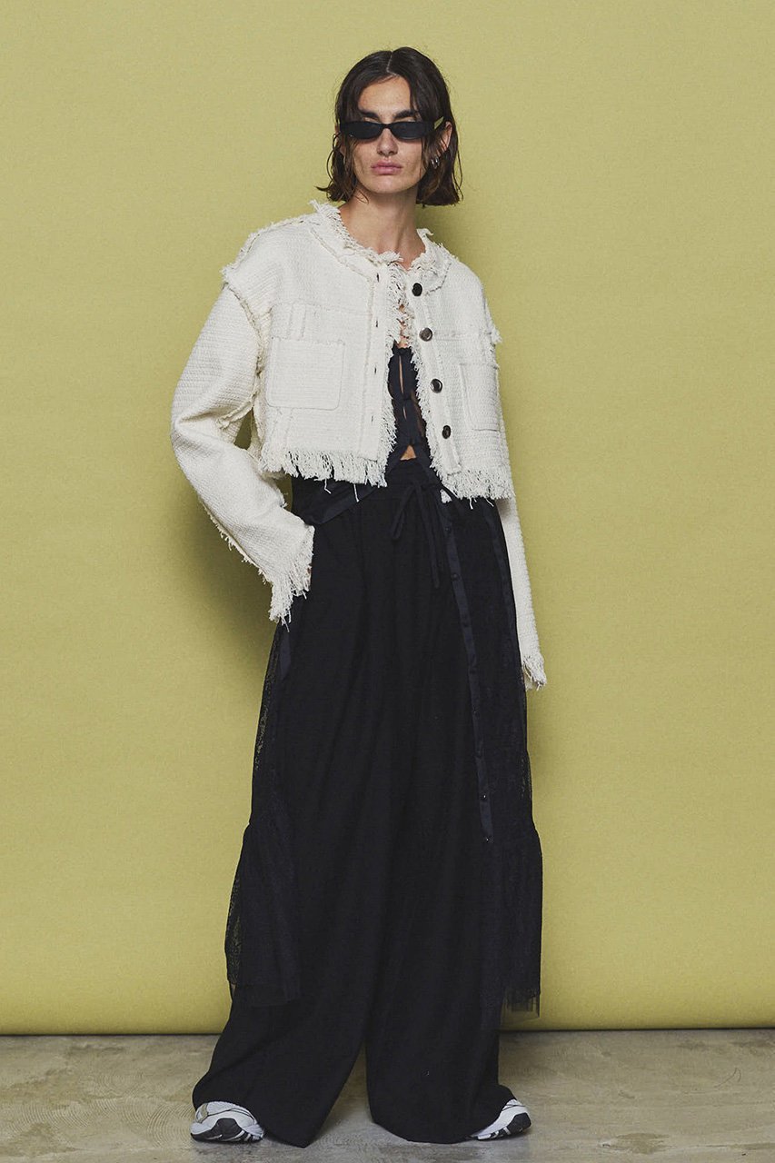 【メゾンスペシャル/MAISON SPECIAL】のTweed Collarless Jacket/ツイードノーカラージャケット 大人の最旬トレンドファッション＆コーディネート founy(ファウニー) 　ファッション　Fashion　レディースファッション　Fashion for Women　アウター　Coat / Outerwear Collection　レディースジャケット・軽アウター　Jackets　ノーカラージャケット / シンプル上品コーデ　Collarless Jackets　サマー　Summer, Summer Style　ショルダー　Shoulder, Shoulder Strap　ショート　Short, Short Length　ジャケット　Jacket, Outerwear　ダウン　Down, Puffer　ツイード　Twill, Twill Weave　デニム　Denim, Jeans Material　ドロップ　Drop Shoulder, Dropped Style　フリンジ　Fringe, Tassel　ランダム　Random, Irregular　おすすめ　Recommended / Our Picks　other-8|ID: prp329100004895896 ipo3291000000036603372