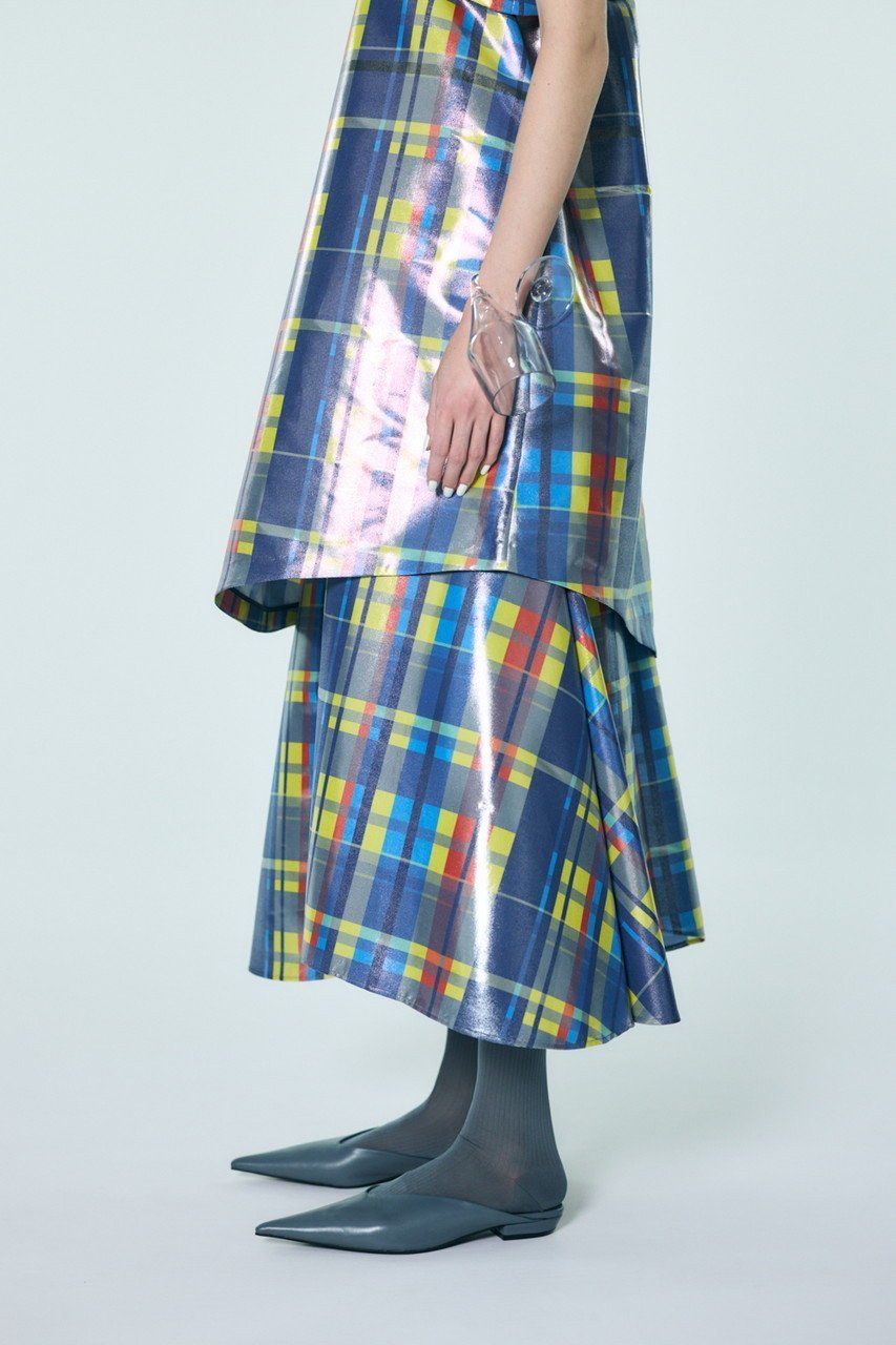 【エンフォルド/ENFOLD】のMINIMAL FLARE-SKIRT 大人の最旬トレンドファッション＆コーディネート founy(ファウニー) 　ファッション　Fashion　レディースファッション　Fashion for Women　スカート　Skirts　ロングスカート　Long Skirts / Maxi & Midi Skirts　クラシック　Classic, Timeless Style　シルバー　Silver, Metallic Silver　スペシャル　Special, Limited Edition　チェック　Check, Plaid, Tartan　パターン　Pattern, Design Print　フレア　Flare, Flared　プリント　Print, Printed Pattern　ロング　Long, Long-Length　other-8|ID: prp329100004895988 ipo3291000000036904911