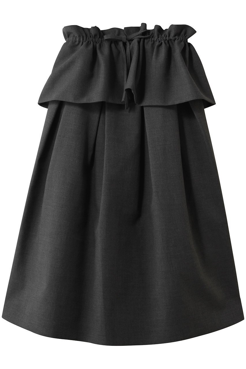 【マノフ/MANOF】のRUFFLE BELT FLARE SKIRTボトムス インテリア・キッズ・メンズ・レディースファッション・服の通販 founy(ファウニー) 　ファッション　Fashion　レディースファッション　Fashion for Women　スカート　Skirts　パンツ　Pants & Trousers　パーティ　Party, Party Style　フレア　Flare, Flared　ラッフル　Ruffle, Frill　CHARCOAL|ID: prp329100004896012 ipo3291000000036930283