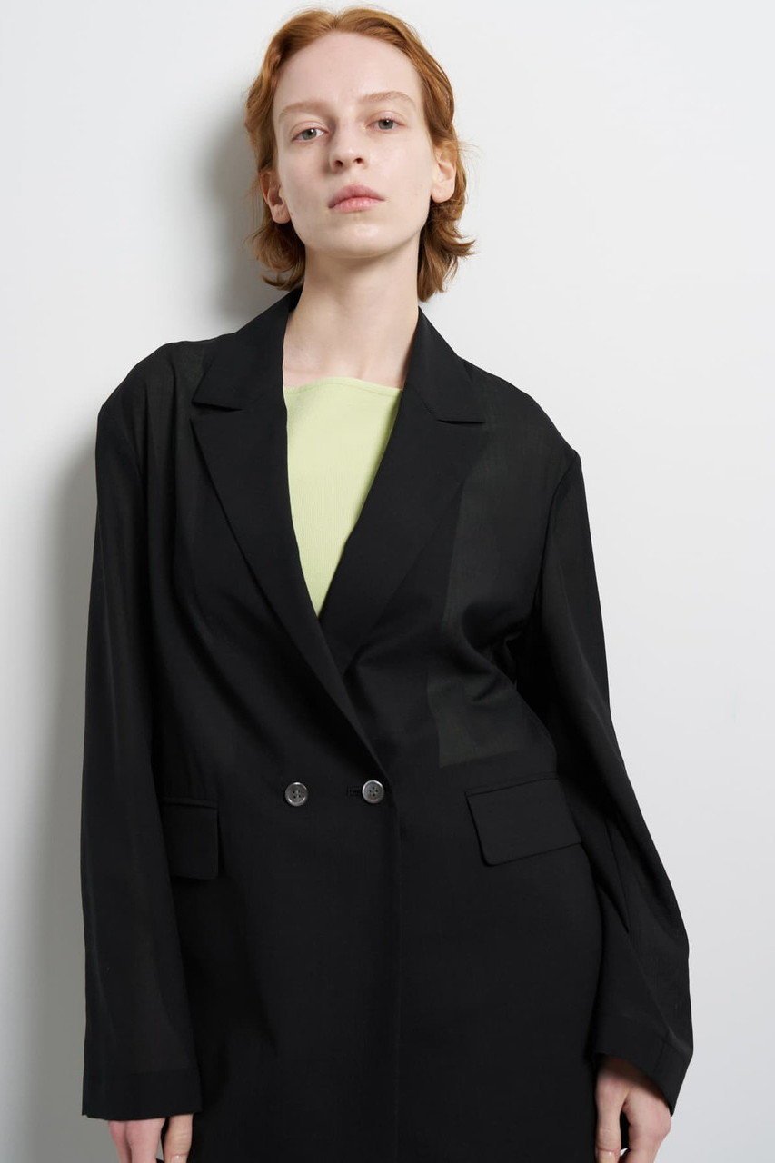【ランバン オン ブルー/LANVIN en Bleu】のシアーウールテーラードジャケット インテリア・キッズ・メンズ・レディースファッション・服の通販 founy(ファウニー) 　ファッション　Fashion　レディースファッション　Fashion for Women　アウター　Coat / Outerwear Collection　レディースジャケット・軽アウター　Jackets　テーラードジャケット / 通勤・きれいめスタイル　Tailored Jackets & Blazers　シアー　Sheer, See-Through　ジャケット　Jacket, Outerwear　フォルム　Silhouette, Form　ブラック|ID: prp329100004896068 ipo3291000000036606355