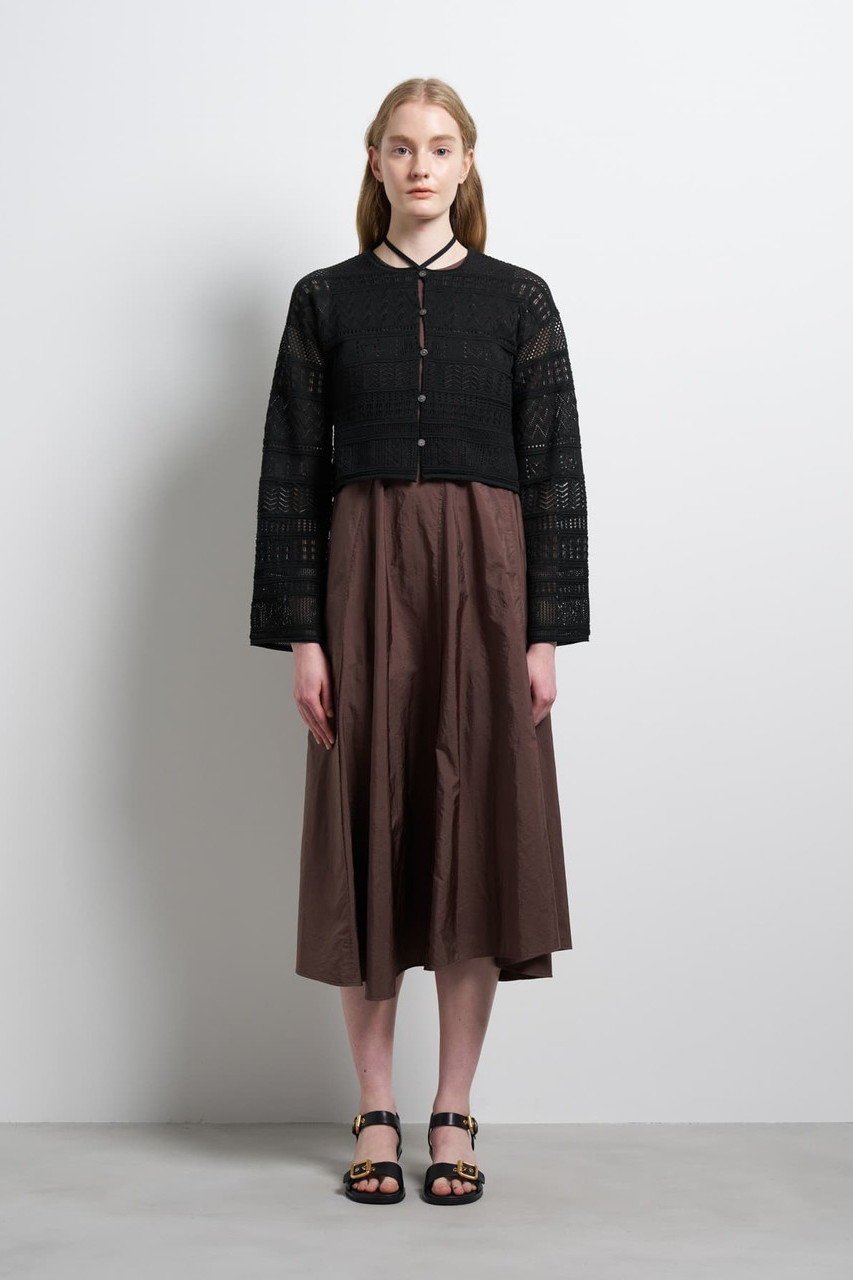【ランバン オン ブルー/LANVIN en Bleu】のレースニットカーディガン 大人の最旬トレンドファッション＆コーディネート founy(ファウニー) 　ファッション　Fashion　レディースファッション　Fashion for Women　トップス・カットソー　Cut & Sew Tops　ニット　Knit Tops & Sweaters　カーディガン・羽織り　Layered Style Cardigans　カーディガン　Cardigan, Knitwear　クロップド　Cropped, Short Length　スリーブ　Sleeve, Long Sleeve / Short Sleeve　バランス　Balance, Style Balance　パターン　Pattern, Design Print　フェミニン　Feminine, Girly　リボン　Ribbon, Bow　リラックス　Relax, Relaxed Fit　レース　Lace, Lace Fabric　ワイド　Wide, Wide Fit　other-6|ID: prp329100004896088 ipo3291000000036606612