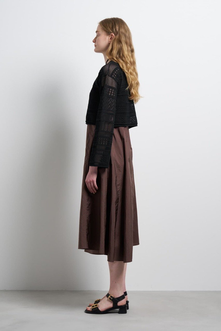 【ランバン オン ブルー/LANVIN en Bleu】のレースニットカーディガン 大人の最旬トレンドファッション＆コーディネート founy(ファウニー) 　ファッション　Fashion　レディースファッション　Fashion for Women　トップス・カットソー　Cut & Sew Tops　ニット　Knit Tops & Sweaters　カーディガン・羽織り　Layered Style Cardigans　カーディガン　Cardigan, Knitwear　クロップド　Cropped, Short Length　スリーブ　Sleeve, Long Sleeve / Short Sleeve　バランス　Balance, Style Balance　パターン　Pattern, Design Print　フェミニン　Feminine, Girly　リボン　Ribbon, Bow　リラックス　Relax, Relaxed Fit　レース　Lace, Lace Fabric　ワイド　Wide, Wide Fit　other-7|ID: prp329100004896088 ipo3291000000036606614