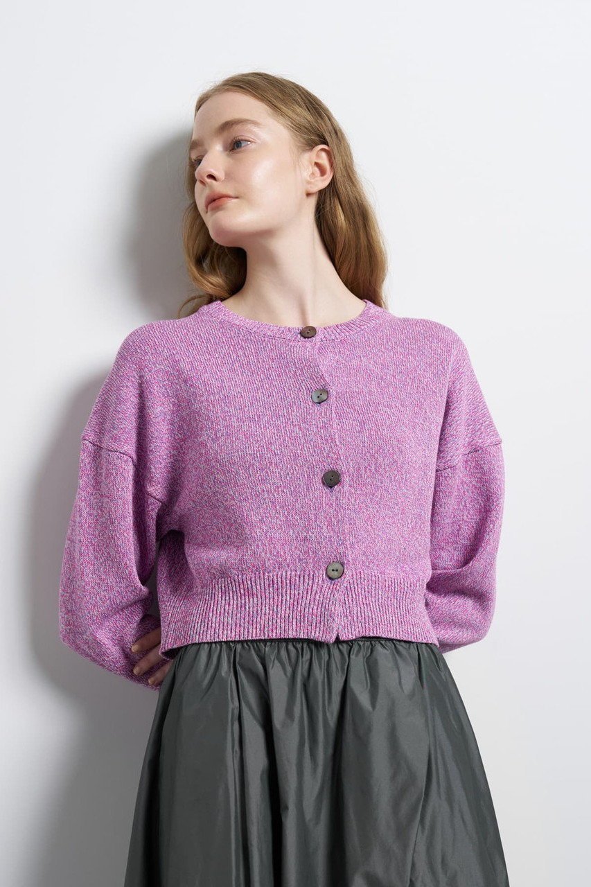 【ランバン オン ブルー/LANVIN en Bleu】のメランジニットカーディガン インテリア・キッズ・メンズ・レディースファッション・服の通販 founy(ファニー) 　ファッション　Fashion　レディースファッション　Fashion for Women　トップス・カットソー　Cut & Sew Tops　ニット　Knit Tops & Sweaters　カーディガン・羽織り　Layered Style Cardigans　カーディガン　Cardigan, Knitwear　バランス　Balance, Style Balance　ファブリック　Fabric, Textile　ペーパー　Paper, Kraft Paper　ボトム　Bottoms, Lower Wear　ワイド　Wide, Wide Fit　夏　Summer　新作・新入荷　New Arrivals / New In　春　Spring　S/S・春夏　SS, Spring/Summer, Warm Season　パープル|ID: prp329100004896090 ipo3291000000036606623