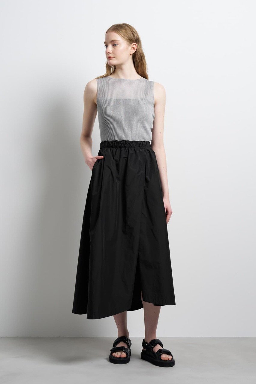 【ランバン オン ブルー/LANVIN en Bleu】のメモリータフタ2WAYスカート 人気、トレンドファッション・服の通販 founy(ファニー) 　ファッション　Fashion　レディースファッション　Fashion for Women　スカート　Skirts　ロングスカート　Long Skirts / Maxi & Midi Skirts　シャンブレー　Chambray, Denim-Like Fabric　シルク　Silk, 100% Silk　タフタ　Taffeta, Structured Fabric　ドレープ　Drape, Draping Fabric　ファブリック　Fabric, Textile　フロント　Front, Front Design　ロング　Long, Long-Length　エレガント 上品　Elegant　新作・新入荷　New Arrivals / New In　other-6|ID: prp329100004896091 ipo3291000000036606658