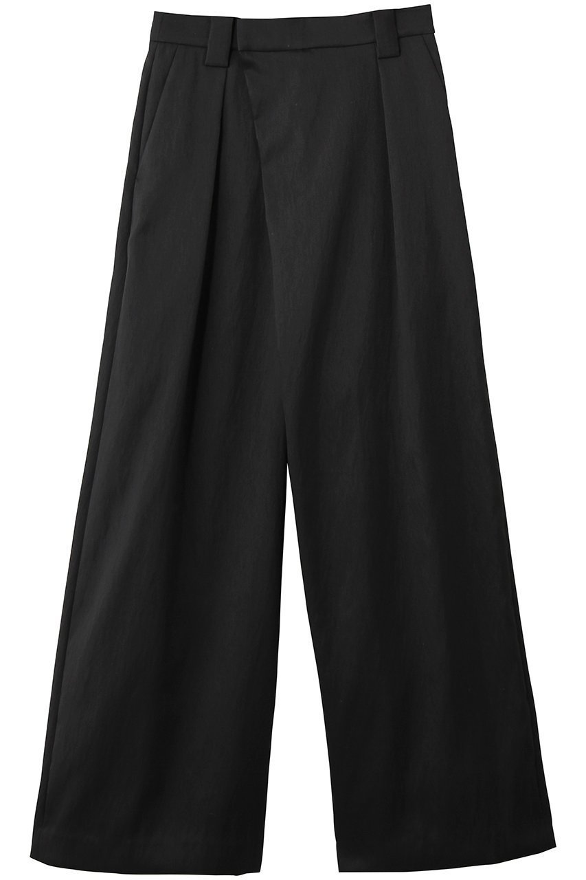 【ランバン オン ブルー/LANVIN en Bleu】のフロントタックツイルワイドパンツ インテリア・キッズ・メンズ・レディースファッション・服の通販 founy(ファウニー) 　ファッション　Fashion　レディースファッション　Fashion for Women　パンツ　Pants & Trousers　シルク　Silk, 100% Silk　ファブリック　Fabric, Textile　フロント　Front, Front Design　ブラック|ID: prp329100004896094 ipo3291000000036896951
