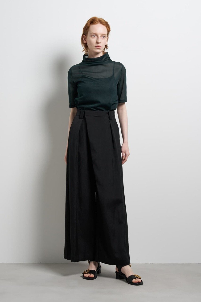 【ランバン オン ブルー/LANVIN en Bleu】のフロントタックツイルワイドパンツ 大人の最旬トレンドファッション＆コーディネート founy(ファウニー) 　ファッション　Fashion　レディースファッション　Fashion for Women　パンツ　Pants & Trousers　シルク　Silk, 100% Silk　ファブリック　Fabric, Textile　フロント　Front, Front Design　other-6|ID: prp329100004896094 ipo3291000000036896956