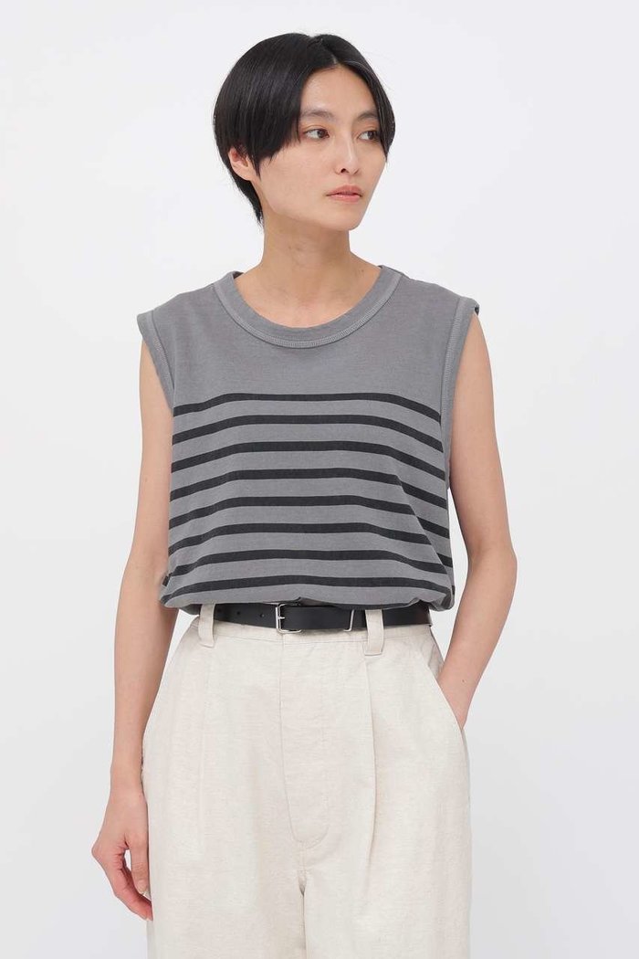 【マーガレットハウエル/MARGARET HOWELL】のBELGIAN LINEN COTTON JERSEY TOP インテリア・キッズ・メンズ・レディースファッション・服の通販 founy(ファニー) https://founy.com/ ファッション Fashion レディースファッション Fashion for Women トップス・カットソー Cut & Sew Tops キャミソール&ノースリーブ Camisoles & Sleeveless Tops シャツ・ブラウス・オフィスカジュアル Elegant Blouses & Button-Ups ロングTシャツ・Tシャツ Longline T-Shirts & Tees カットソー・ベーシックTシャツ Cut-and-Sewn Tops / Stretch Tees & Basics キャミソール Camisole, Spaghetti Strap Top ストライプ Stripe, Striped Pattern タンク Tank Top, Sleeveless Top プリント Print, Printed Pattern リネン Linen, Linen Fabric エレガント 上品 Elegant 夏 Summer |ID: prp329100004896285 ipo3291000000036608242