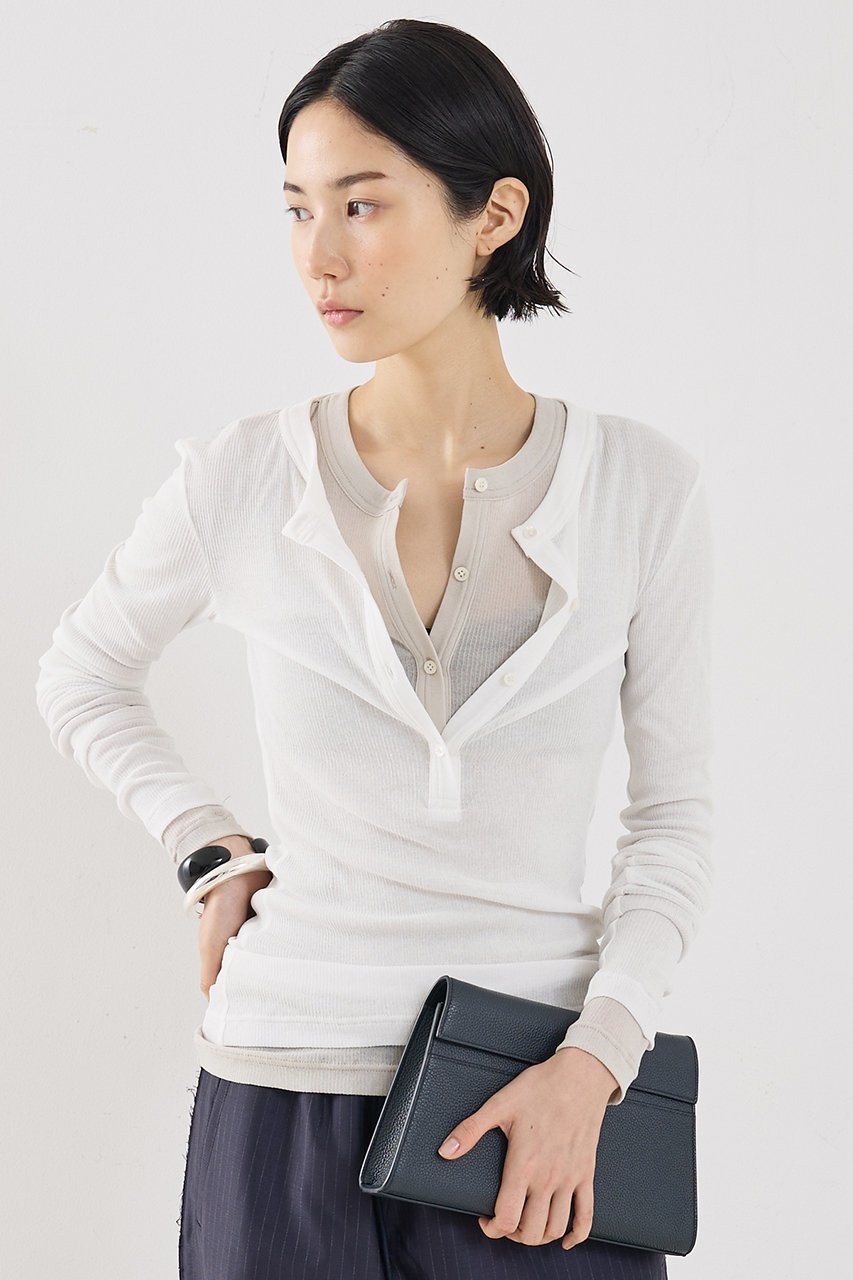 【ザ ストア バイ シー/THE STORE by C】の【COCUCA】ヘンリーリブプルオーバー 人気、トレンドファッション・服の通販 founy(ファニー) 　ファッション　Fashion　レディースファッション　Fashion for Women　トップス・カットソー　Cut & Sew Tops　シャツ・ブラウス・オフィスカジュアル　Elegant Blouses & Button-Ups　ロングTシャツ・Tシャツ　Longline T-Shirts & Tees　カジュアルプルオーバー・ニットトップス　Pullovers & Knit Tops / Casual Pullovers　カットソー・ベーシックTシャツ　Cut-and-Sewn Tops / Stretch Tees & Basics　シアー　Sheer, See-Through　シフォン　Chiffon, Lightweight Fabric　スリーブ　Sleeve, Long Sleeve / Short Sleeve　デニム　Denim, Jeans Material　フィット　Fit, Slim Fit　ベーシック　Basic, Essential　ボトム　Bottoms, Lower Wear　ロング　Long, Long-Length　再入荷　Restock / Back in Stock　別注　Limited Edition, Custom Order　 other-1|ID: prp329100004896486 ipo3291000000036609929