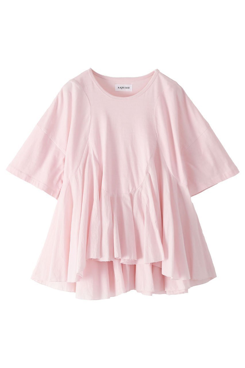 【アユーシ/AAYUSHI】のペプラムラッフルTシャツ インテリア・キッズ・メンズ・レディースファッション・服の通販 founy(ファニー) 　ファッション　Fashion　レディースファッション　Fashion for Women　トップス・カットソー　Cut & Sew Tops　シャツ・ブラウス・オフィスカジュアル　Elegant Blouses & Button-Ups　ロングTシャツ・Tシャツ　Longline T-Shirts & Tees　カットソー・ベーシックTシャツ　Cut-and-Sewn Tops / Stretch Tees & Basics　インド　Indian Textile　エレガント 上品　Elegant　カットソー　Cut and Sewn Top　ショート　Short, Short Length　スラックス　Slacks, Dress Pants　スリム　Slim, Slim Fit　スリーブ　Sleeve, Long Sleeve / Short Sleeve　デニム　Denim, Jeans Material　定番　Standard, Basic Item　バランス　Balance, Style Balance　フリル　Frill, Ruffle　フレア　Flare, Flared　ペプラム　Peplum, Flared Hem　リラックス　Relax, Relaxed Fit　再入荷　Restock / Back in Stock　ピンク|ID: prp329100004896534 ipo3291000000036610312