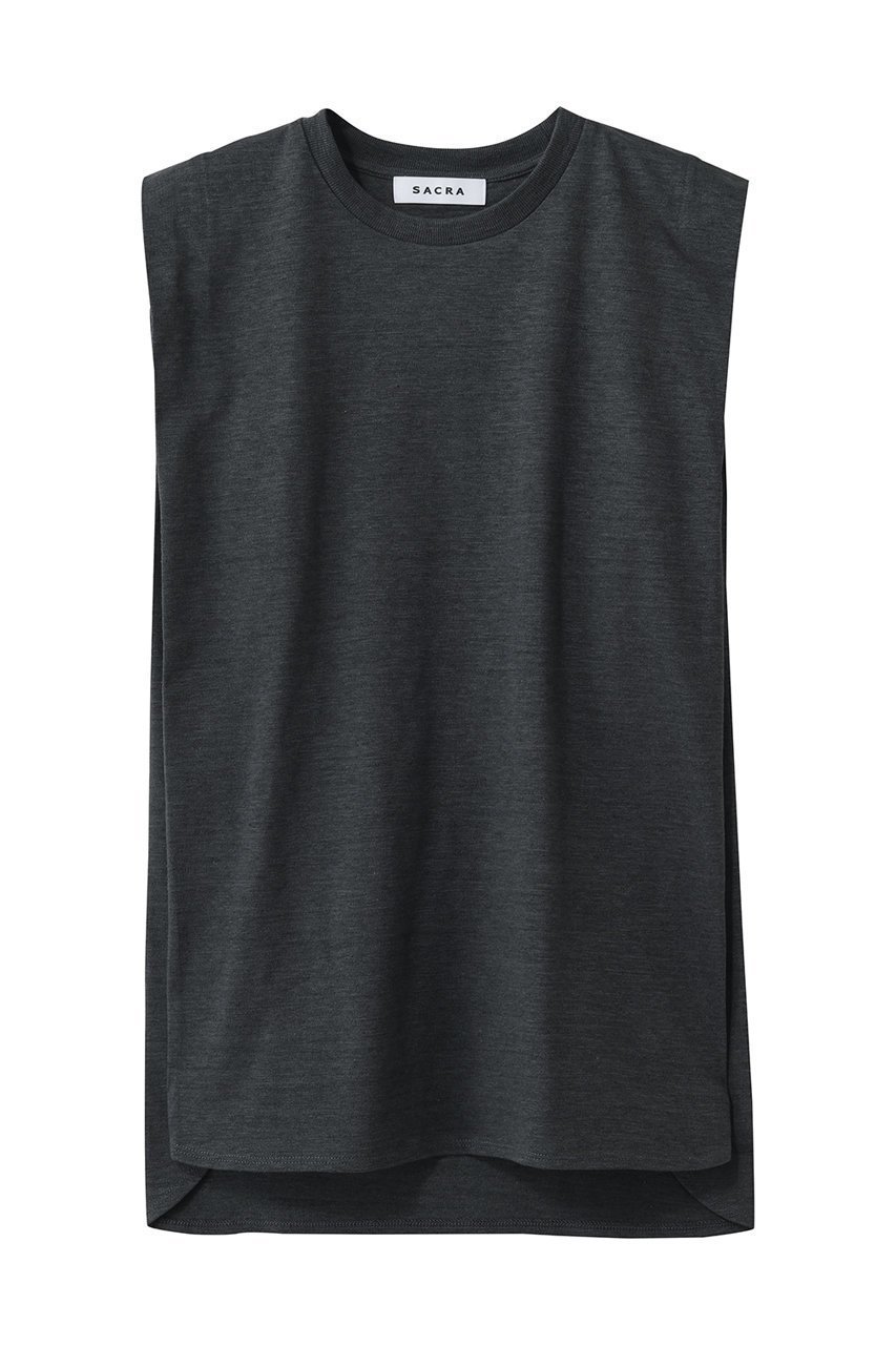 【サクラ/SACRA】のヴィンテージヘザードコットンノースリーブ インテリア・キッズ・メンズ・レディースファッション・服の通販 founy(ファニー) 　ファッション　Fashion　レディースファッション　Fashion for Women　トップス・カットソー　Cut & Sew Tops　キャミソール&ノースリーブ　Camisoles & Sleeveless Tops　シャツ・ブラウス・オフィスカジュアル　Elegant Blouses & Button-Ups　ロングTシャツ・Tシャツ　Longline T-Shirts & Tees　カットソー・ベーシックTシャツ　Cut-and-Sewn Tops / Stretch Tees & Basics　インナー　Innerwear　キャミソール　Camisole, Spaghetti Strap Top　ジャケット　Jacket, Outerwear　タンク　Tank Top, Sleeveless Top　ノースリーブ　Sleeveless, No-Sleeve　ビンテージ　Vintage, Retro Style　フォルム　Silhouette, Form　ボックス　Boxy, Box Shape　メランジ　Melange, Mixed Yarn　新作・新入荷　New Arrivals / New In　チャコール|ID: prp329100004896539 ipo3291000000036610361