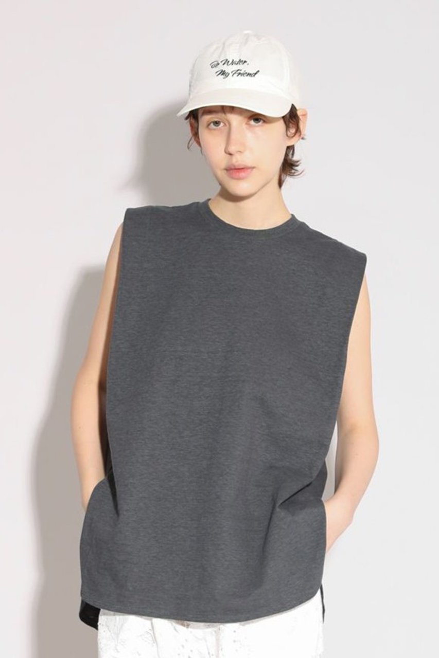 【サクラ/SACRA】のヴィンテージヘザードコットンノースリーブ 人気、トレンドファッション・服の通販 founy(ファニー) 　ファッション　Fashion　レディースファッション　Fashion for Women　トップス・カットソー　Cut & Sew Tops　キャミソール&ノースリーブ　Camisoles & Sleeveless Tops　シャツ・ブラウス・オフィスカジュアル　Elegant Blouses & Button-Ups　ロングTシャツ・Tシャツ　Longline T-Shirts & Tees　カットソー・ベーシックTシャツ　Cut-and-Sewn Tops / Stretch Tees & Basics　インナー　Innerwear　キャミソール　Camisole, Spaghetti Strap Top　ジャケット　Jacket, Outerwear　タンク　Tank Top, Sleeveless Top　ノースリーブ　Sleeveless, No-Sleeve　ビンテージ　Vintage, Retro Style　フォルム　Silhouette, Form　ボックス　Boxy, Box Shape　メランジ　Melange, Mixed Yarn　新作・新入荷　New Arrivals / New In　other-8|ID: prp329100004896539 ipo3291000000036610381