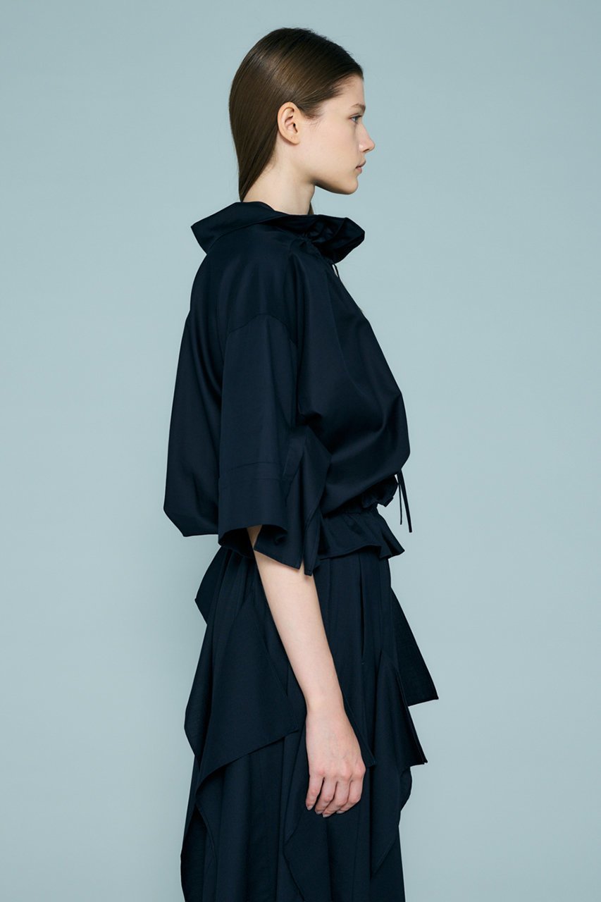 【エンフォルド/ENFOLD】の【4/1 12:00販売開始】HIGH-NECK BLOUSE 人気、トレンドファッション・服の通販 founy(ファニー) 　ファッション　Fashion　レディースファッション　Fashion for Women　トップス・カットソー　Cut & Sew Tops　シャツ・ブラウス・オフィスカジュアル　Elegant Blouses & Button-Ups　エレガント 上品　Elegant　ギャザー　Gathered, Ruffled　ショート　Short, Short Length　シンプル　Simple, Minimal　スクエア　Square, Square Shape　スピンドル　Spindle, Drawcord　スリット　Slit, Slit Detail　スリーブ　Sleeve, Long Sleeve / Short Sleeve　タイプライター　Typewriter Fabric, Crisp Cotton　ドレープ　Drape, Draping Fabric　ハイネック　High Neck, Mock Neck　フロント　Front, Front Design　新作・新入荷　New Arrivals / New In　other-7|ID: prp329100004896568 ipo3291000000036610657