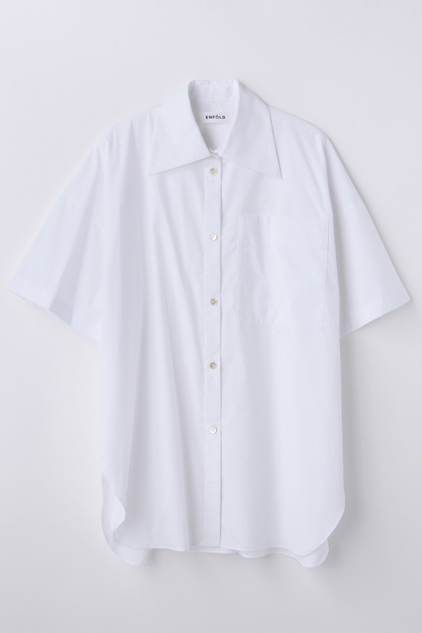 【エンフォルド/ENFOLD】のHALF-SLEEVES BOX SHIRT 大人の最旬トレンドファッション＆コーディネート founy(ファウニー) 　ファッション　Fashion　レディースファッション　Fashion for Women　トップス・カットソー　Cut & Sew Tops　シャツ・ブラウス・オフィスカジュアル　Elegant Blouses & Button-Ups　なめらか　Smooth, Silky Texture　ショート　Short, Short Length　シンプル　Simple, Minimal　スリーブ　Sleeve, Long Sleeve / Short Sleeve　ポケット　Pocket, Pocket Detail　春　Spring　 other-1|ID: prp329100004896570 ipo3291000000036904601