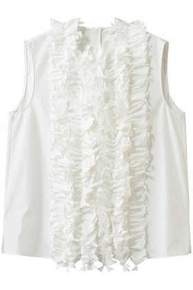 【ジェイドット/j.】の高密度タイプライター フリルデコブラウス 人気、トレンドファッション・服の通販 founy(ファニー) ファッション Fashion レディースファッション Fashion for Women トップス・カットソー Cut & Sew Tops キャミソール&ノースリーブ Camisoles & Sleeveless Tops シャツ・ブラウス・オフィスカジュアル Elegant Blouses & Button-Ups エレガント 上品 Elegant タイプライター Typewriter Fabric, Crisp Cotton ダウン Down, Puffer デニム Denim, Jeans Material ノースリーブ Sleeveless, No-Sleeve フリル Frill, Ruffle フレア Flare, Flared フロント Front, Front Design 新作・新入荷 New Arrivals / New In |ID:prp329100004896582