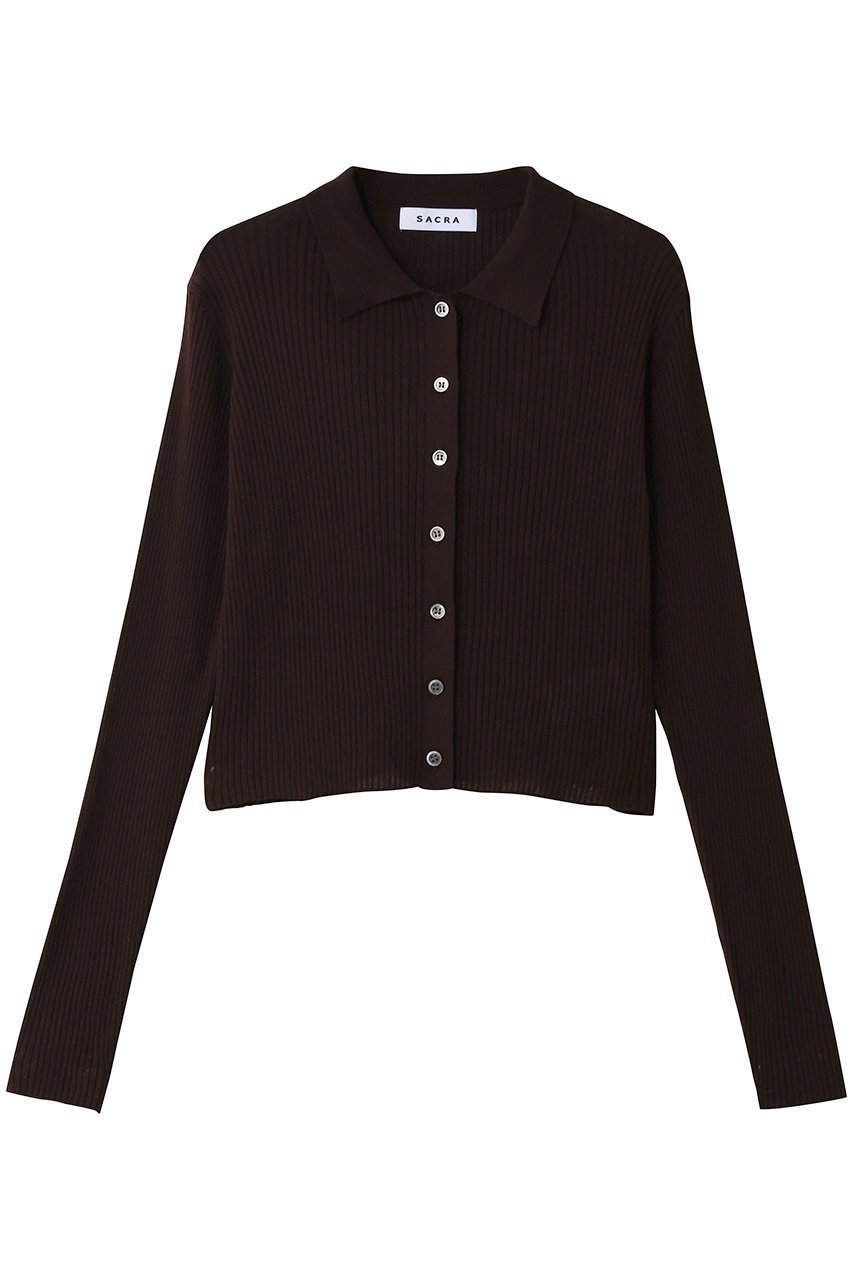【サクラ/SACRA】のファインツイストコットンリネンリブカーディガン インテリア・キッズ・メンズ・レディースファッション・服の通販 founy(ファニー) 　ファッション　Fashion　レディースファッション　Fashion for Women　トップス・カットソー　Cut & Sew Tops　ニット　Knit Tops & Sweaters　カーディガン・羽織り　Layered Style Cardigans　おすすめ　Recommended / Our Picks　カーディガン　Cardigan, Knitwear　クロップド　Cropped, Short Length　コンパクト　Compact, Small Size　リラックス　Relax, Relaxed Fit　今季　This Season, Current Season　定番　Standard, Basic Item　新作・新入荷　New Arrivals / New In　ブラウン|ID: prp329100004896625 ipo3291000000036611097