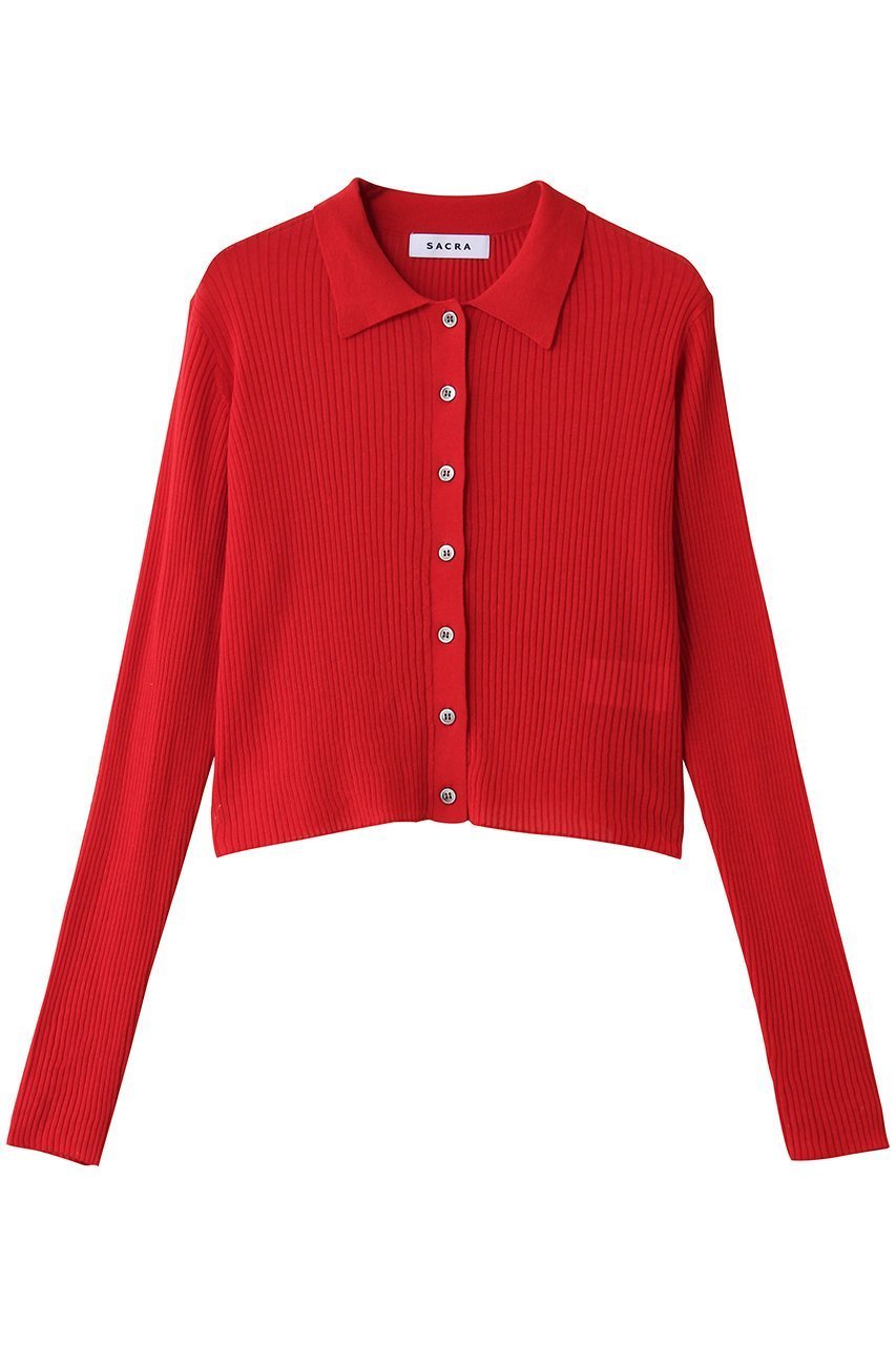 【サクラ/SACRA】のファインツイストコットンリネンリブカーディガン インテリア・キッズ・メンズ・レディースファッション・服の通販 founy(ファニー) 　ファッション　Fashion　レディースファッション　Fashion for Women　トップス・カットソー　Cut & Sew Tops　ニット　Knit Tops & Sweaters　カーディガン・羽織り　Layered Style Cardigans　おすすめ　Recommended / Our Picks　カーディガン　Cardigan, Knitwear　クロップド　Cropped, Short Length　コンパクト　Compact, Small Size　リラックス　Relax, Relaxed Fit　今季　This Season, Current Season　定番　Standard, Basic Item　新作・新入荷　New Arrivals / New In　レッド|ID: prp329100004896625 ipo3291000000036611099