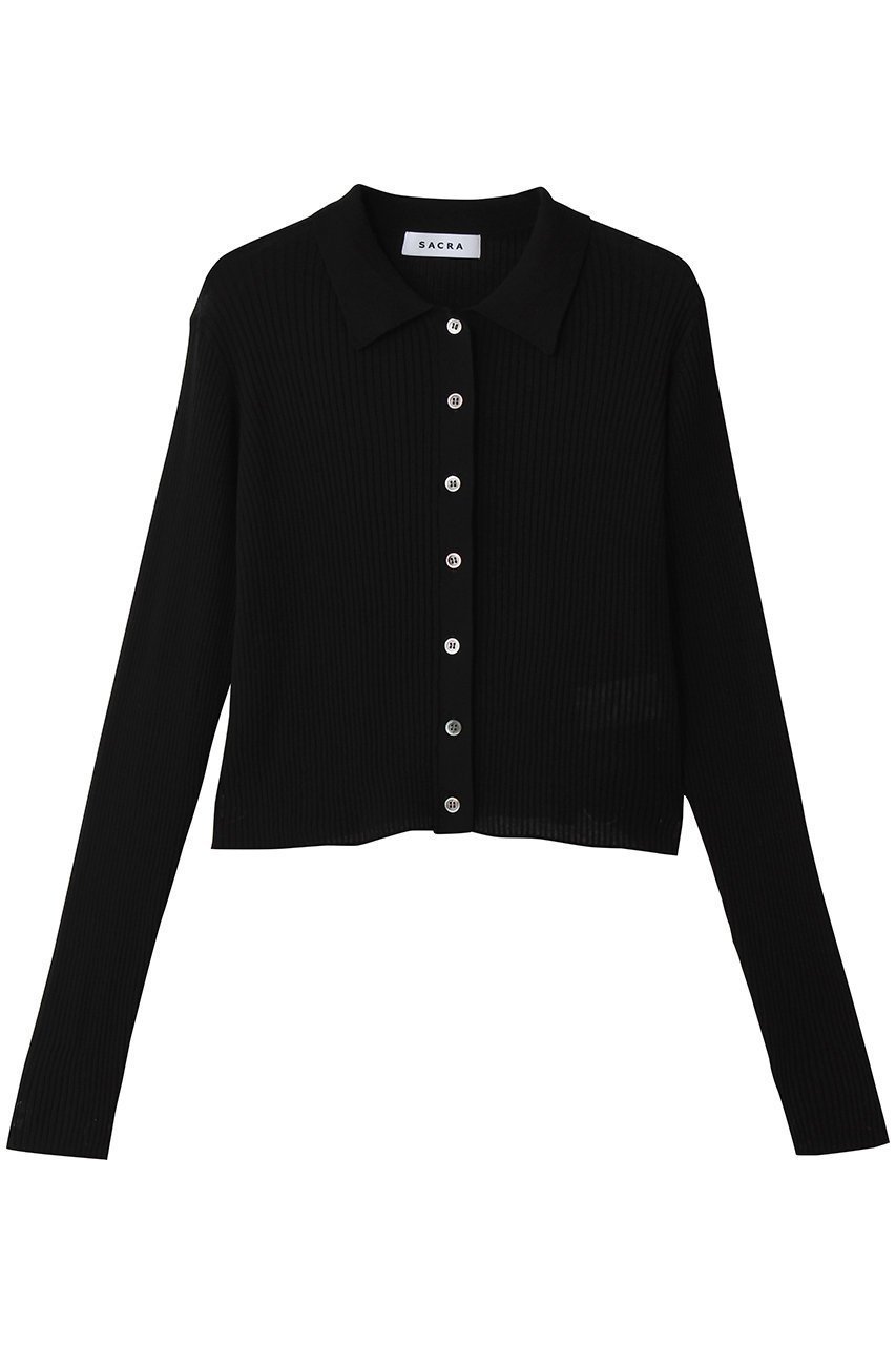【サクラ/SACRA】のファインツイストコットンリネンリブカーディガン インテリア・キッズ・メンズ・レディースファッション・服の通販 founy(ファニー) 　ファッション　Fashion　レディースファッション　Fashion for Women　トップス・カットソー　Cut & Sew Tops　ニット　Knit Tops & Sweaters　カーディガン・羽織り　Layered Style Cardigans　おすすめ　Recommended / Our Picks　カーディガン　Cardigan, Knitwear　クロップド　Cropped, Short Length　コンパクト　Compact, Small Size　リラックス　Relax, Relaxed Fit　今季　This Season, Current Season　定番　Standard, Basic Item　新作・新入荷　New Arrivals / New In　ブラック|ID: prp329100004896625 ipo3291000000036611101