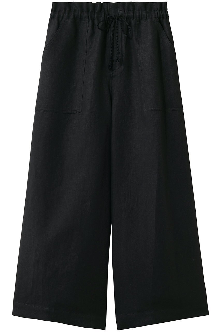 【プレインピープル/PLAIN PEOPLE】の高密度ツイルジャパンリネンカーペンターパンツ インテリア・キッズ・メンズ・レディースファッション・服の通販 founy(ファウニー) 　ファッション　Fashion　レディースファッション　Fashion for Women　パンツ　Pants & Trousers　おすすめ　Recommended / Our Picks　シンプル　Simple, Minimal　セットアップ　Set-Up, Coordinated Outfit　ポケット　Pocket, Pocket Detail　リネン　Linen, Linen Fabric　リボン　Ribbon, Bow　ワイド　Wide, Wide Fit　夏　Summer　春　Spring　S/S・春夏　SS, Spring/Summer, Warm Season　ブラック|ID: prp329100004896628 ipo3291000000036611137