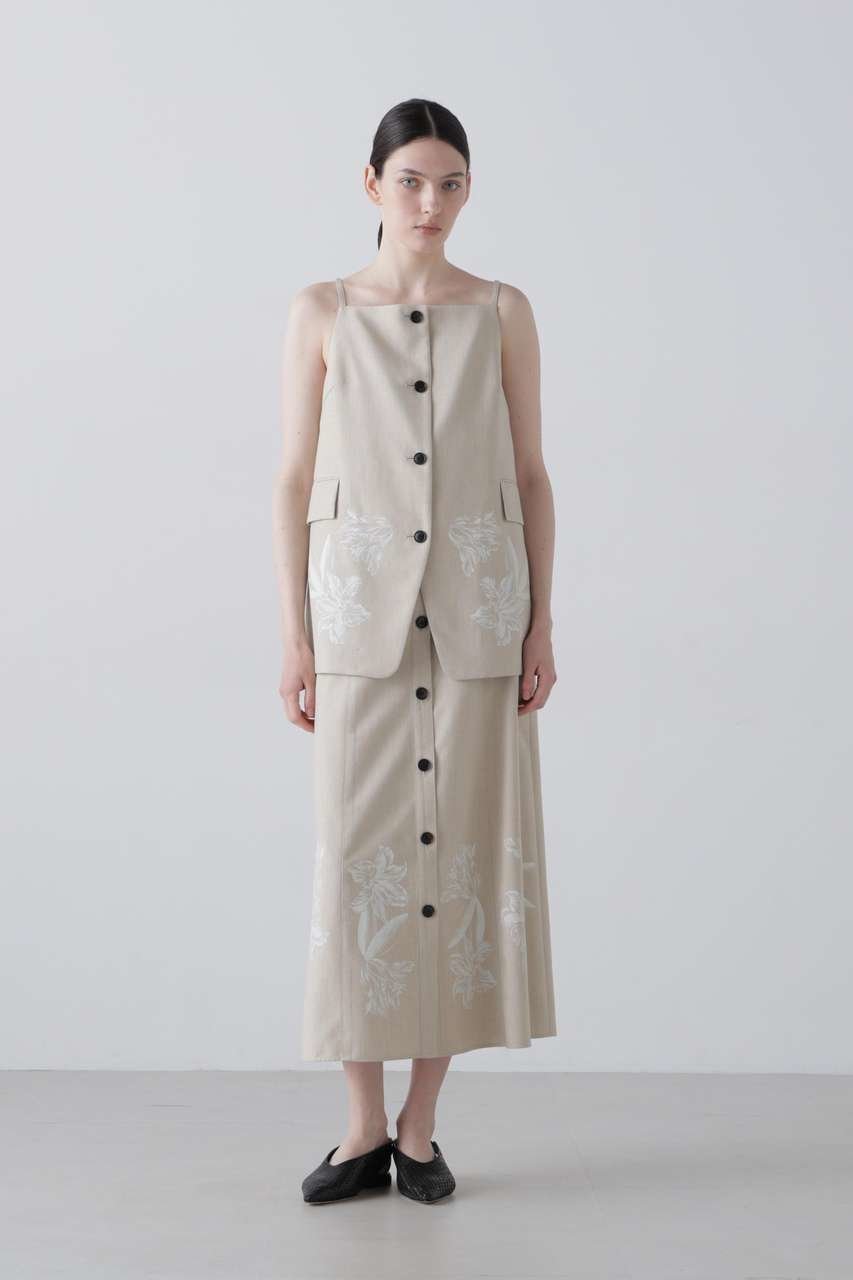 【アドーア/ADORE】のドライハイブリッドスカート インテリア・キッズ・メンズ・レディースファッション・服の通販 founy(ファウニー) 　ファッション　Fashion　レディースファッション　Fashion for Women　スカート　Skirts　ロングスカート　Long Skirts / Maxi & Midi Skirts　おすすめ　Recommended / Our Picks　オックス　Oxford Fabric　セットアップ　Set-Up, Coordinated Outfit　フレア　Flare, Flared　フロント　Front, Front Design　プリント　Print, Printed Pattern　ミックス　Mix, Mixed Style　ラバー　Rubber, Rubber Sole　ロング　Long, Long-Length　ベージュ|ID: prp329100004896695 ipo3291000000036611600