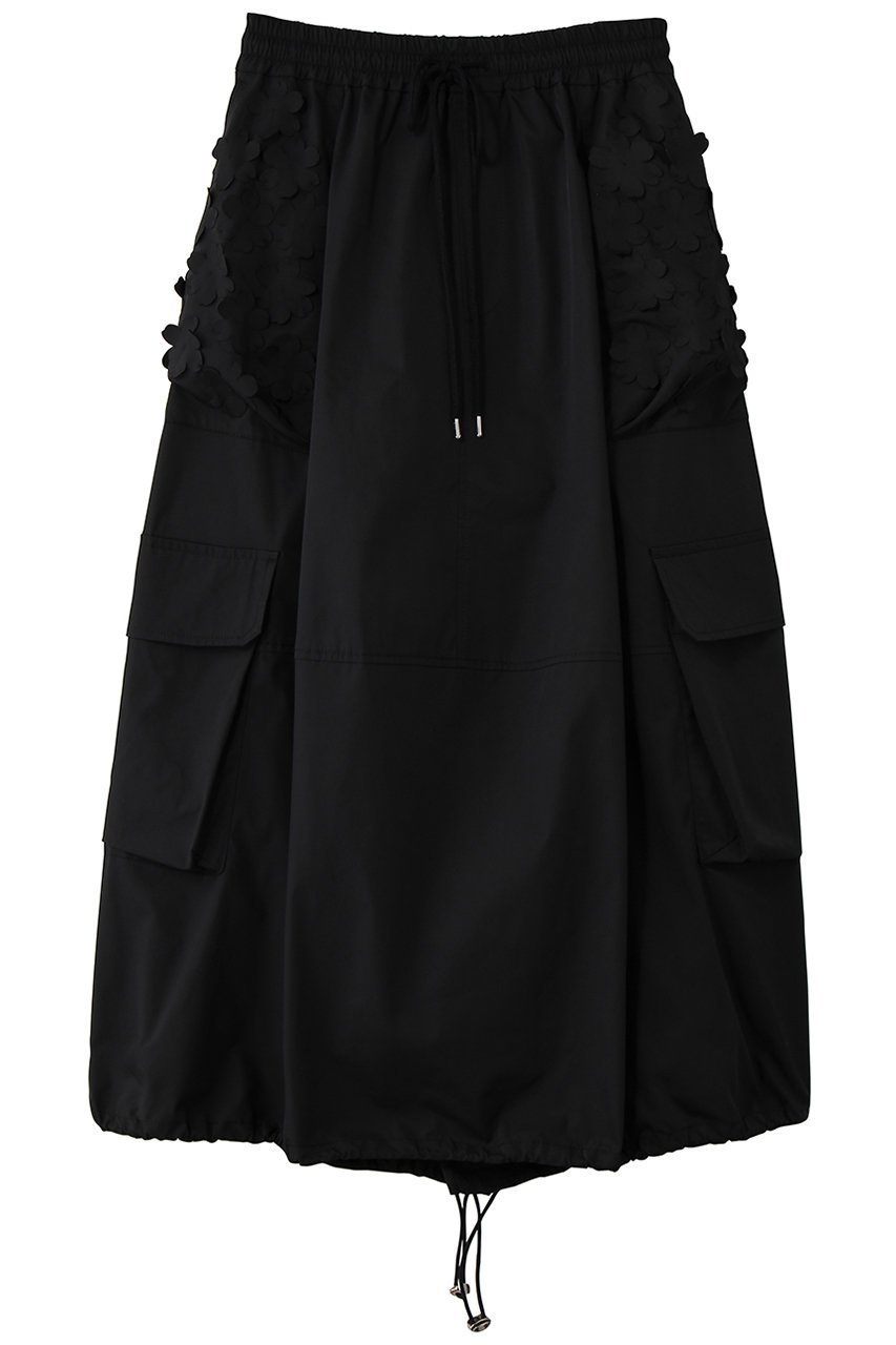 【ミュベール/MUVEIL】のフラワーカーゴスカート インテリア・キッズ・メンズ・レディースファッション・服の通販 founy(ファウニー) 　ファッション　Fashion　レディースファッション　Fashion for Women　スカート　Skirts　ロングスカート　Long Skirts / Maxi & Midi Skirts　ストレッチ　Stretch, Stretchy Fabric　フェミニン　Feminine, Girly　フォルム　Silhouette, Form　フラワー　Flower, Floral　ポケット　Pocket, Pocket Detail　リボン　Ribbon, Bow　ロング　Long, Long-Length　ブラック|ID: prp329100004896705 ipo3291000000036905234