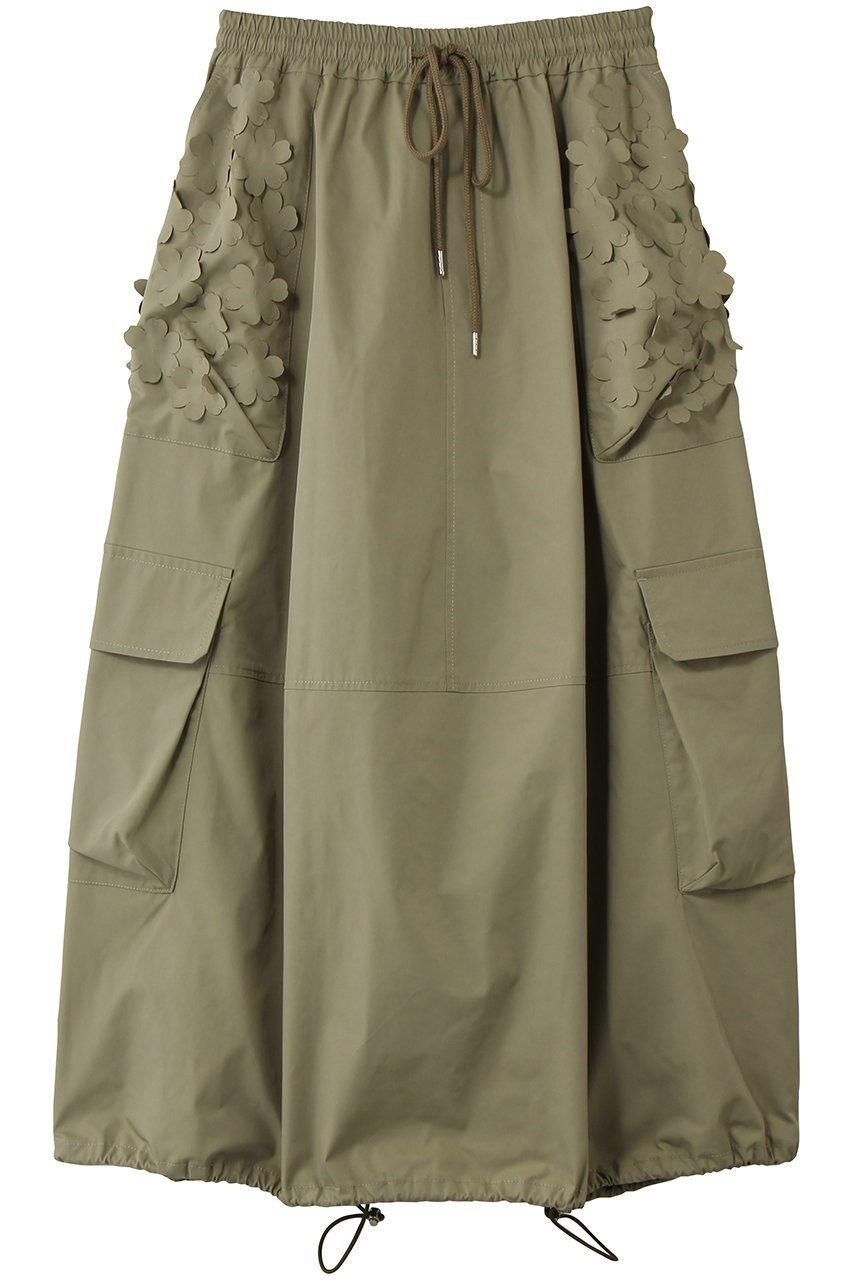 【ミュベール/MUVEIL】のフラワーカーゴスカート インテリア・キッズ・メンズ・レディースファッション・服の通販 founy(ファウニー) 　ファッション　Fashion　レディースファッション　Fashion for Women　スカート　Skirts　ロングスカート　Long Skirts / Maxi & Midi Skirts　ストレッチ　Stretch, Stretchy Fabric　フェミニン　Feminine, Girly　フォルム　Silhouette, Form　フラワー　Flower, Floral　ポケット　Pocket, Pocket Detail　リボン　Ribbon, Bow　ロング　Long, Long-Length　カーキ|ID: prp329100004896705 ipo3291000000036905235