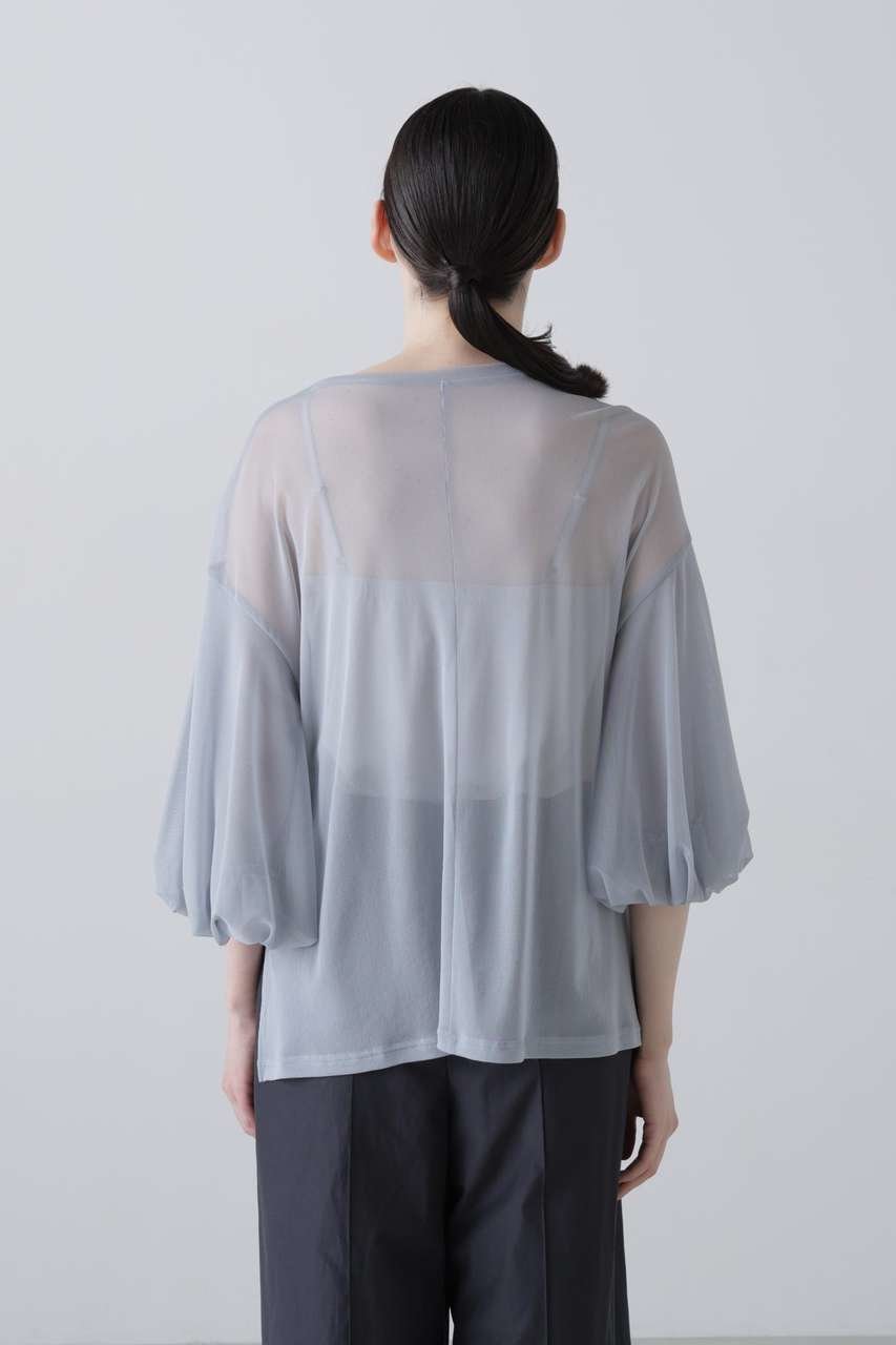 【アドーア/ADORE】のチュールジャージートップス 人気、トレンドファッション・服の通販 founy(ファニー) 　ファッション　Fashion　レディースファッション　Fashion for Women　トップス・カットソー　Cut & Sew Tops　シャツ・ブラウス・オフィスカジュアル　Elegant Blouses & Button-Ups　ロングTシャツ・Tシャツ　Longline T-Shirts & Tees　カットソー・ベーシックTシャツ　Cut-and-Sewn Tops / Stretch Tees & Basics　ショート　Short, Short Length　シンプル　Simple, Minimal　ストレッチ　Stretch, Stretchy Fabric　スリーブ　Sleeve, Long Sleeve / Short Sleeve　チュール　Tulip, Tulip Motif　ブラウジング　Blouson Silhouette, Cinched Waist　夏　Summer　新作・新入荷　New Arrivals / New In　other-4|ID: prp329100004898083 ipo3291000000036638271