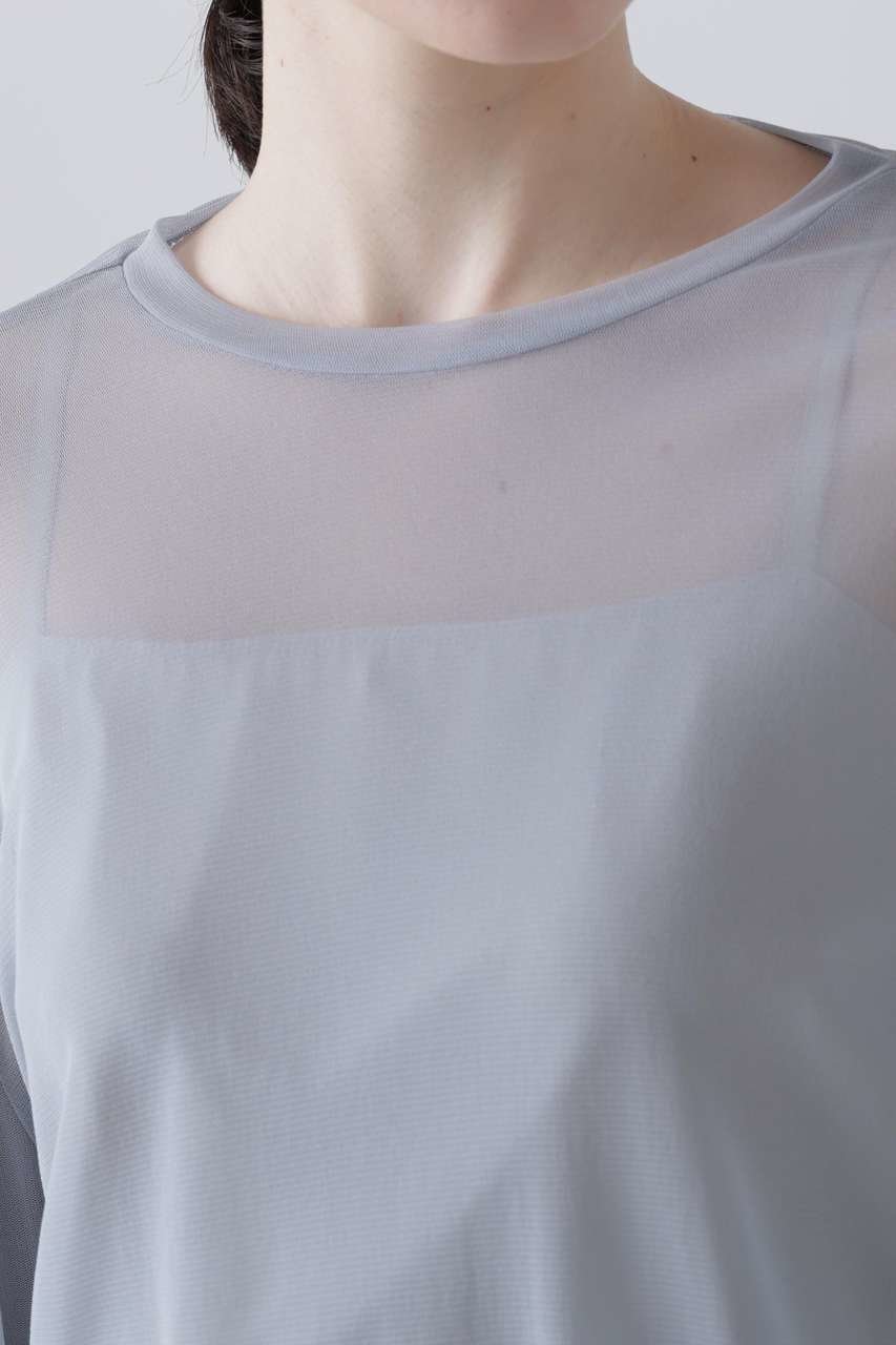 【アドーア/ADORE】のチュールジャージートップス 人気、トレンドファッション・服の通販 founy(ファニー) 　ファッション　Fashion　レディースファッション　Fashion for Women　トップス・カットソー　Cut & Sew Tops　シャツ・ブラウス・オフィスカジュアル　Elegant Blouses & Button-Ups　ロングTシャツ・Tシャツ　Longline T-Shirts & Tees　カットソー・ベーシックTシャツ　Cut-and-Sewn Tops / Stretch Tees & Basics　ショート　Short, Short Length　シンプル　Simple, Minimal　ストレッチ　Stretch, Stretchy Fabric　スリーブ　Sleeve, Long Sleeve / Short Sleeve　チュール　Tulip, Tulip Motif　ブラウジング　Blouson Silhouette, Cinched Waist　夏　Summer　新作・新入荷　New Arrivals / New In　other-5|ID: prp329100004898083 ipo3291000000036638272