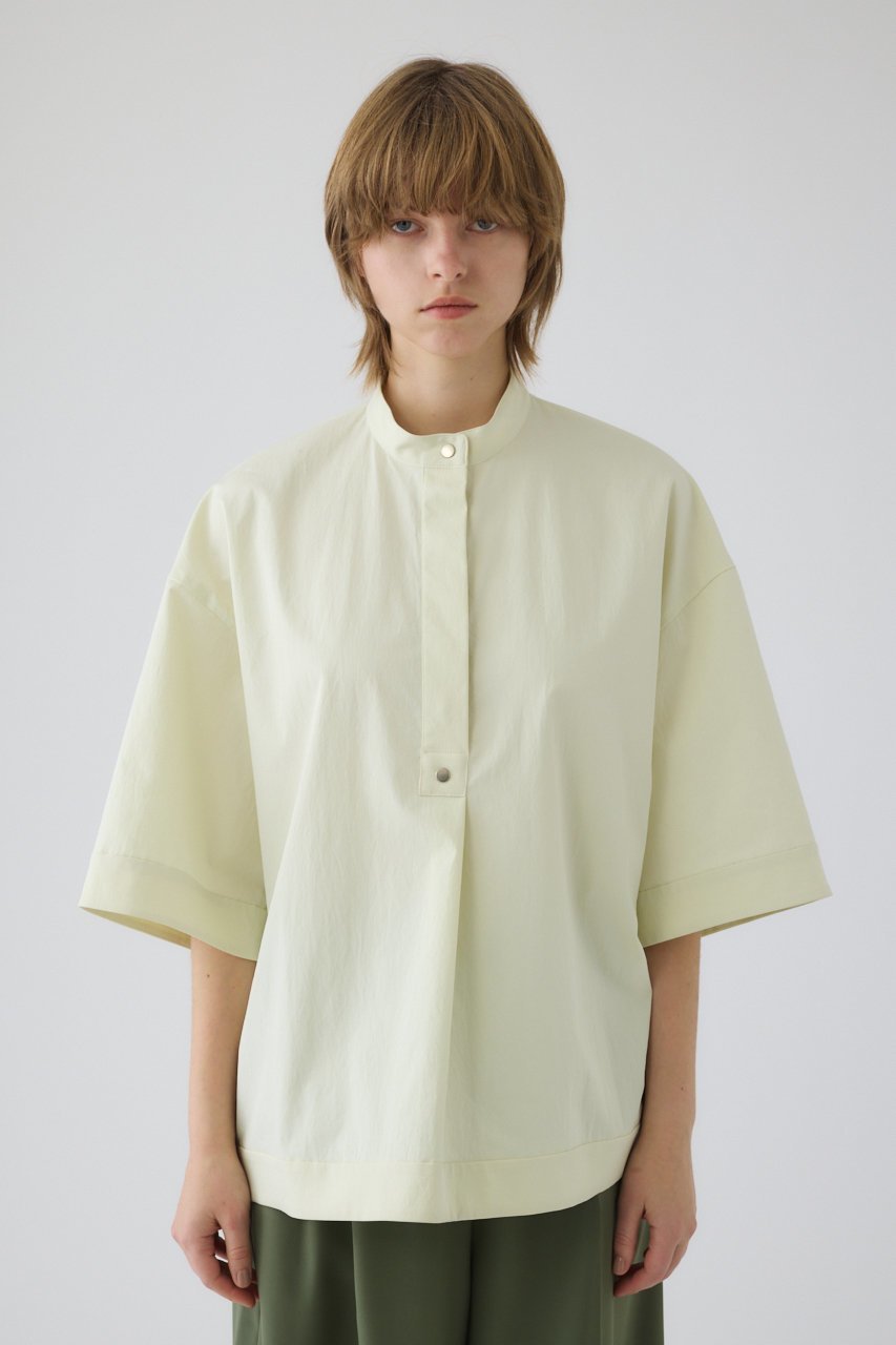 【リムアーク/RIM.ARK】の【4/1 10:00販売開始】Band collar detail tops/トップス インテリア・キッズ・メンズ・レディースファッション・服の通販 founy(ファニー) 　ファッション　Fashion　レディースファッション　Fashion for Women　トップス・カットソー　Cut & Sew Tops　シャツ・ブラウス・オフィスカジュアル　Elegant Blouses & Button-Ups　おすすめ　Recommended / Our Picks　インナー　Innerwear　コンパクト　Compact, Small Size　ショート　Short, Short Length　シルバー　Silver, Metallic Silver　スラックス　Slacks, Dress Pants　スリーブ　Sleeve, Long Sleeve / Short Sleeve　タイトスカート　Pencil Skirt, Tight Skirt　ドット　Polka Dot, Dot Pattern　バランス　Balance, Style Balance　フロント　Front, Front Design　モダン　Modern, Contemporary　ワイド　Wide, Wide Fit　新作・新入荷　New Arrivals / New In　ライトイエロー|ID: prp329100004898095 ipo3291000000036638376