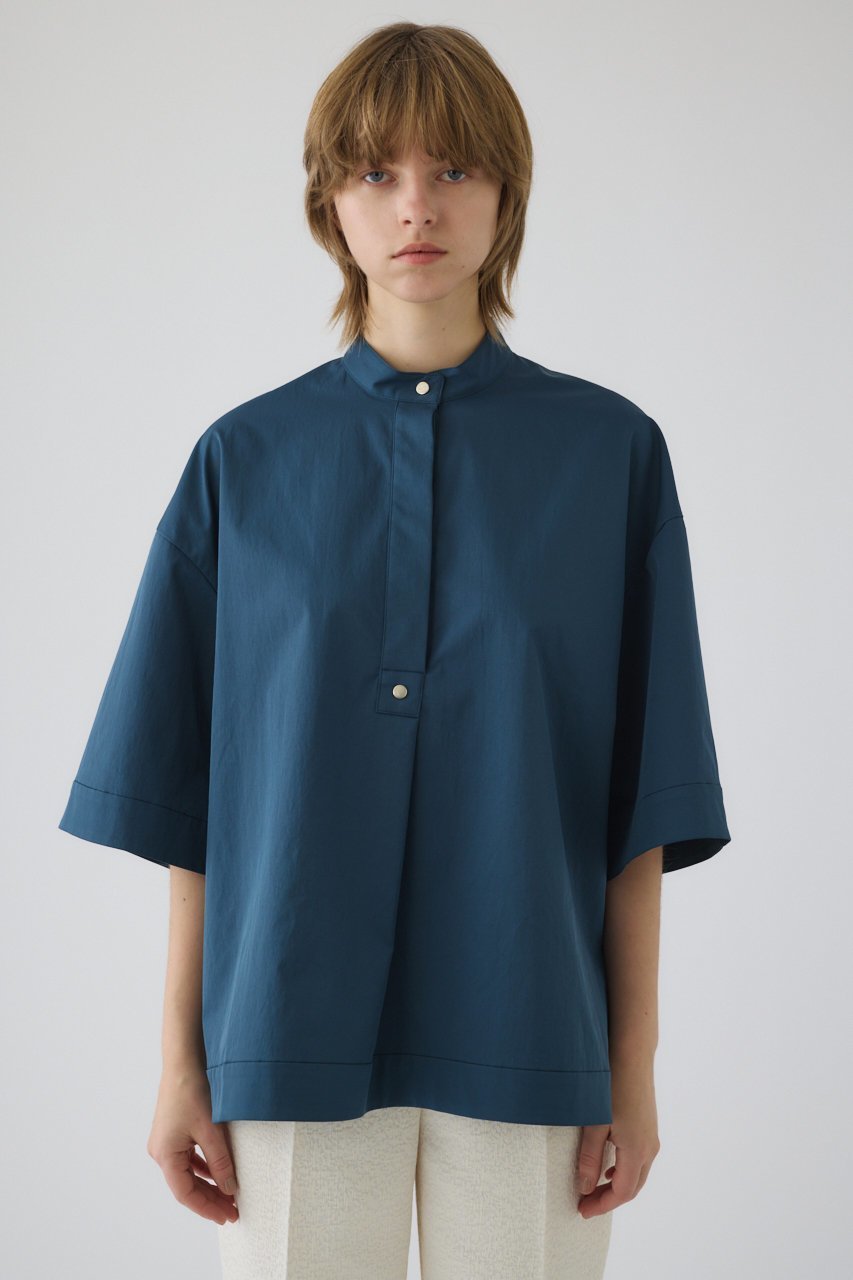 【リムアーク/RIM.ARK】の【4/1 10:00販売開始】Band collar detail tops/トップス インテリア・キッズ・メンズ・レディースファッション・服の通販 founy(ファニー) 　ファッション　Fashion　レディースファッション　Fashion for Women　トップス・カットソー　Cut & Sew Tops　シャツ・ブラウス・オフィスカジュアル　Elegant Blouses & Button-Ups　おすすめ　Recommended / Our Picks　インナー　Innerwear　コンパクト　Compact, Small Size　ショート　Short, Short Length　シルバー　Silver, Metallic Silver　スラックス　Slacks, Dress Pants　スリーブ　Sleeve, Long Sleeve / Short Sleeve　タイトスカート　Pencil Skirt, Tight Skirt　ドット　Polka Dot, Dot Pattern　バランス　Balance, Style Balance　フロント　Front, Front Design　モダン　Modern, Contemporary　ワイド　Wide, Wide Fit　新作・新入荷　New Arrivals / New In　ダークブルー|ID: prp329100004898095 ipo3291000000036638377