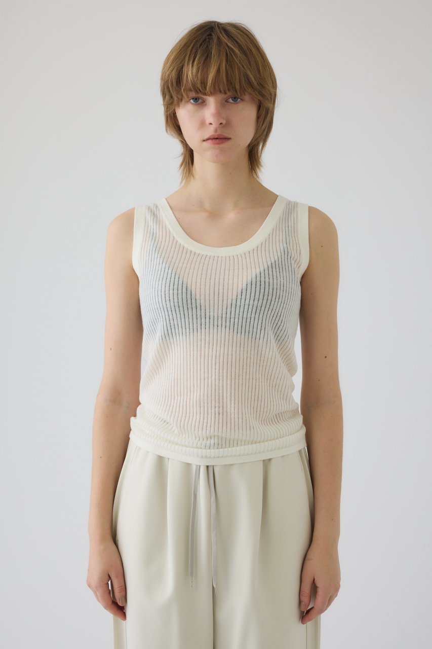 【リムアーク/RIM.ARK】の【4/1 10:00販売開始】Needle knit tank top/タンクトップ インテリア・キッズ・メンズ・レディースファッション・服の通販 founy(ファニー) ファッション Fashion レディースファッション Fashion for Women トップス・カットソー Cut & Sew Tops ニット Knit Tops & Sweaters カジュアルプルオーバー・ニットトップス Pullovers & Knit Tops / Casual Pullovers おすすめ Recommended / Our Picks インナー Innerwear キャミソール Camisole, Spaghetti Strap Top タンク Tank Top, Sleeveless Top エレガント 上品 Elegant 新作・新入荷 New Arrivals / New In ホワイト|ID: prp329100004898103 ipo3291000000036638449