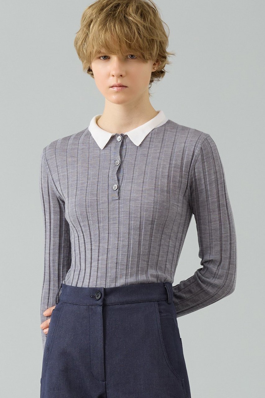 【サードマガジン/THIRD MAGAZINE】のポロニット インテリア・キッズ・メンズ・レディースファッション・服の通販 founy(ファニー) ファッション Fashion レディースファッション Fashion for Women トップス・カットソー Cut & Sew Tops ニット Knit Tops & Sweaters カジュアルプルオーバー・ニットトップス Pullovers & Knit Tops / Casual Pullovers インナー Innerwear グレー|ID: prp329100004898141 ipo3291000000036641241