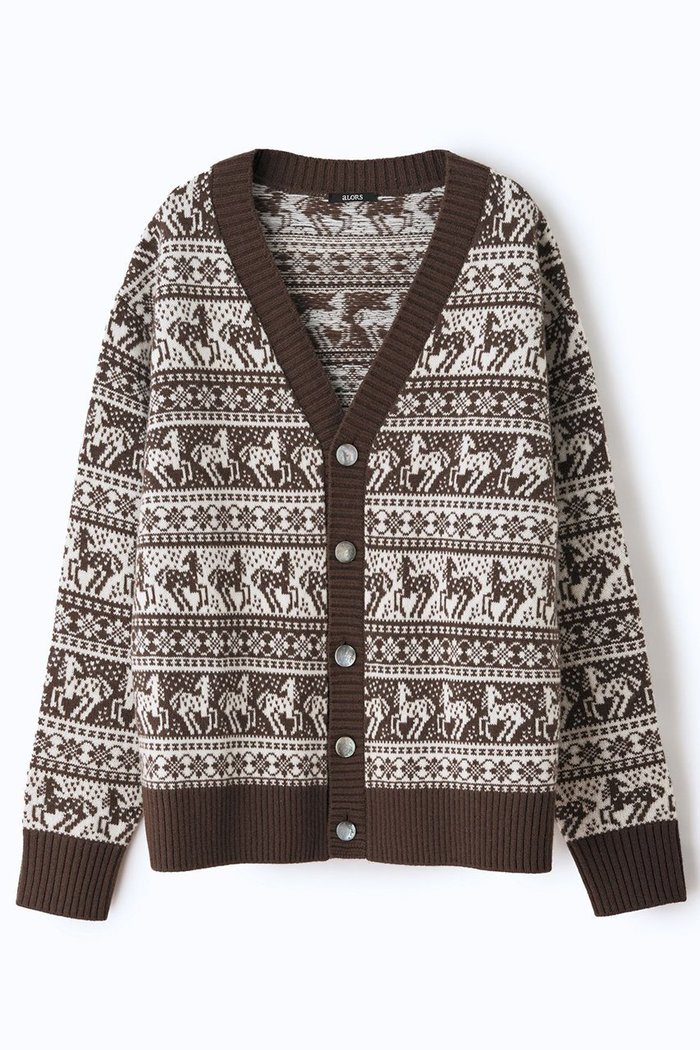 【アロー/aLORS】のCardigan jacquard equestre Freya カーディガン インテリア・キッズ・メンズ・レディースファッション・服の通販 founy(ファウニー) https://founy.com/ ファッション Fashion レディースファッション Fashion for Women トップス・カットソー Cut & Sew Tops ニット Knit Tops & Sweaters カーディガン・羽織り Layered Style Cardigans イタリア Italy カーディガン Cardigan, Knitwear パターン Pattern, Design Print モチーフ Motif, Design Theme ロンドン London Style, British Inspired エレガント 上品 Elegant |ID: prp329100004898154 ipo3291000000036641658