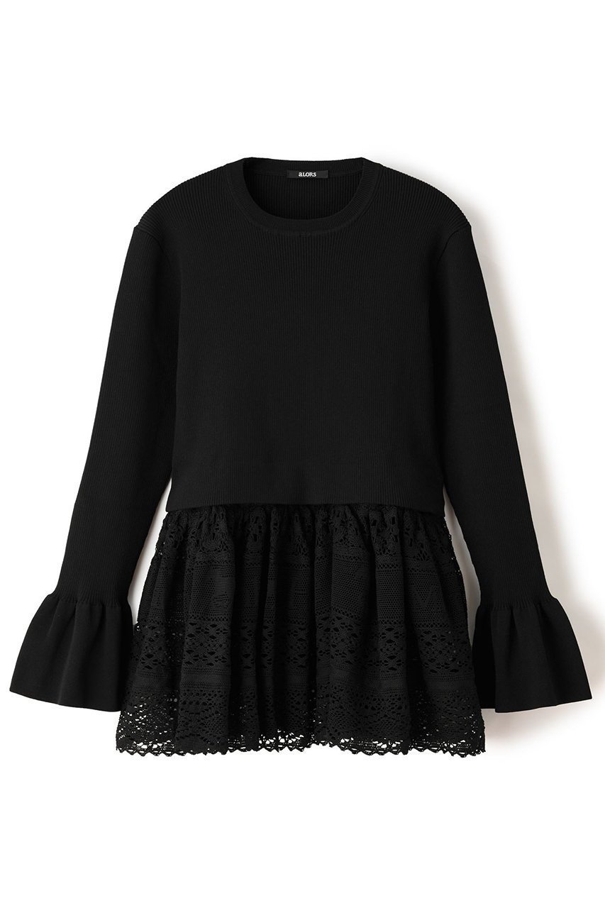 【アロー/aLORS】のPull en dentelle torsadee equestre Cadence レース付きニット 人気、トレンドファッション・服の通販 founy(ファニー) 　ファッション　Fashion　レディースファッション　Fashion for Women　トップス・カットソー　Cut & Sew Tops　ニット　Knit Tops & Sweaters　カジュアルプルオーバー・ニットトップス　Pullovers & Knit Tops / Casual Pullovers　スリーブ　Sleeve, Long Sleeve / Short Sleeve　ペプラム　Peplum, Flared Hem　モチーフ　Motif, Design Theme　レース　Lace, Lace Fabric　冬　Winter / This Winter　春　Spring　 other-1|ID: prp329100004898155 ipo3291000000036641676