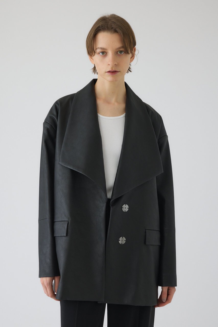 【リムアーク/RIM.ARK】のClassical leather like JK/ジャケット インテリア・キッズ・メンズ・レディースファッション・服の通販 founy(ファウニー) 　ファッション　Fashion　レディースファッション　Fashion for Women　アウター　Coat / Outerwear Collection　レディースジャケット・軽アウター　Jackets　ショール　Shawl, Wrap　ジャケット　Jacket, Outerwear　ドレス　Dress, One-Piece　フェイクレザー　Faux Leather, PU Leather　フェミニン　Feminine, Girly　マニッシュ　Mannish, Boyish　リラックス　Relax, Relaxed Fit　ブラック|ID: prp329100004898164 ipo3291000000036908629