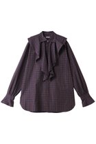 【オブラダ/Oblada】のチェックラッフルブラウス 人気、トレンドファッション・服の通販 founy(ファニー) ファッション Fashion レディースファッション Fashion for Women トップス・カットソー Cut & Sew Tops シャツ・ブラウス・オフィスカジュアル Elegant Blouses & Button-Ups なめらか Smooth, Silky Texture スリーブ Sleeve, Long Sleeve / Short Sleeve チェック Check, Plaid, Tartan デニム Denim, Jeans Material ロング Long, Long-Length エレガント 上品 Elegant 再入荷 Restock / Back in Stock thumbnail チェック|ID: prp329100004898168 ipo3291000000036642010