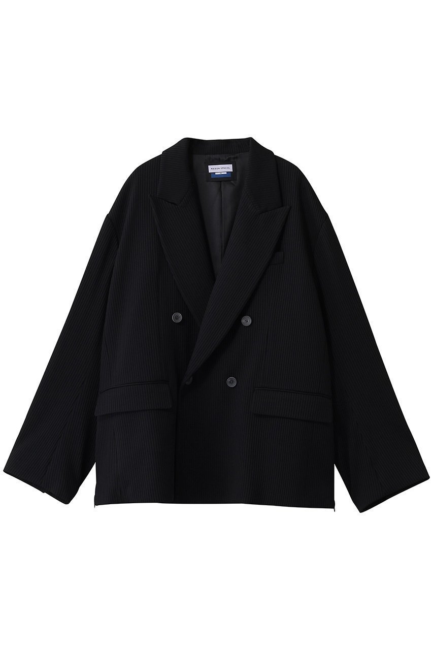 【メゾンスペシャル/MAISON SPECIAL】の【UNISEX】オメガリブプライムオーバーダブルジャケット インテリア・キッズ・メンズ・レディースファッション・服の通販 founy(ファニー) 　ファッション　Fashion　レディースファッション　Fashion for Women　アウター　Coat / Outerwear Collection　レディースジャケット・軽アウター　Jackets　ユニセックス　Unisex, Genderless　ジップ　Zip, Zipper　ジャケット　Jacket, Outerwear　スリット　Slit, Slit Detail　ダブル　Double, Double-Breasted　BLK(ブラック)|ID: prp329100004898205 ipo3291000000036642747