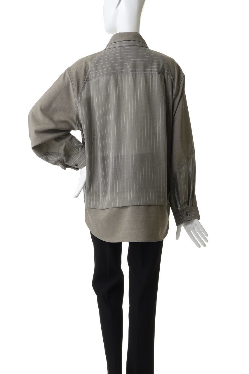 【メゾンスペシャル/MAISON SPECIAL】の【UNISEX】レイヤリングオープンカラーシャツ 大人の最旬トレンドファッション＆コーディネート founy(ファウニー) 　ファッション　Fashion　レディースファッション　Fashion for Women　トップス・カットソー　Cut & Sew Tops　シャツ・ブラウス・オフィスカジュアル　Elegant Blouses & Button-Ups　ジュエリー　Jewelry　ファッションリング　Fashion Rings　イヤリング・フープ・ドロップタイプ　Hoop, Drop & Clip Earrings　ユニセックス　Unisex, Genderless　ストライプ　Stripe, Striped Pattern　ストレッチ　Stretch, Stretchy Fabric　スリーブ　Sleeve, Long Sleeve / Short Sleeve　ドッキング　Docking, Mixed Material　ロング　Long, Long-Length　other-4|ID: prp329100004898244 ipo3291000000036931672