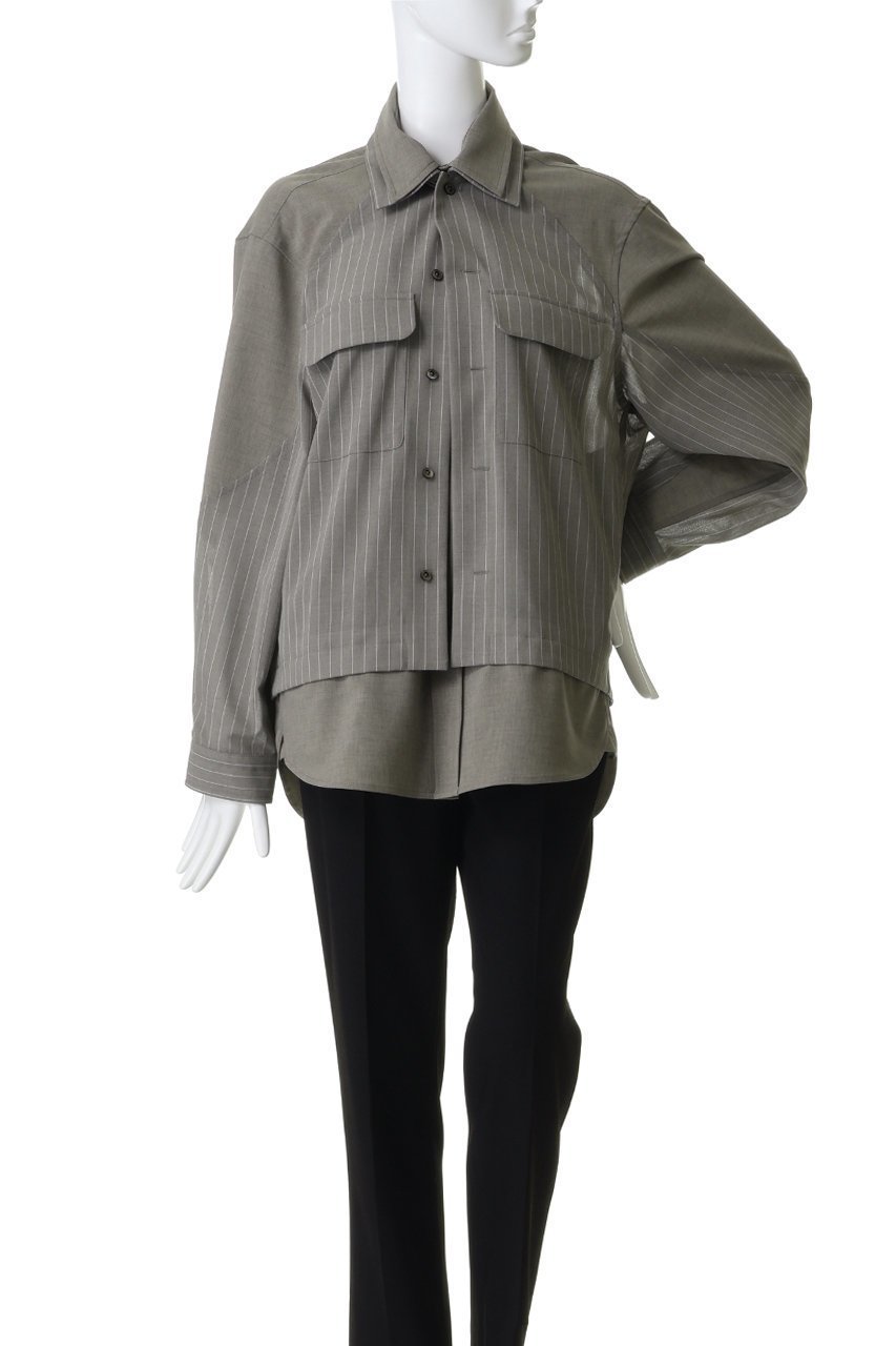 【メゾンスペシャル/MAISON SPECIAL】の【UNISEX】レイヤリングオープンカラーシャツ 大人の最旬トレンドファッション＆コーディネート founy(ファウニー) 　ファッション　Fashion　レディースファッション　Fashion for Women　トップス・カットソー　Cut & Sew Tops　シャツ・ブラウス・オフィスカジュアル　Elegant Blouses & Button-Ups　ジュエリー　Jewelry　ファッションリング　Fashion Rings　イヤリング・フープ・ドロップタイプ　Hoop, Drop & Clip Earrings　ユニセックス　Unisex, Genderless　ストライプ　Stripe, Striped Pattern　ストレッチ　Stretch, Stretchy Fabric　スリーブ　Sleeve, Long Sleeve / Short Sleeve　ドッキング　Docking, Mixed Material　ロング　Long, Long-Length　other-6|ID: prp329100004898244 ipo3291000000036931676