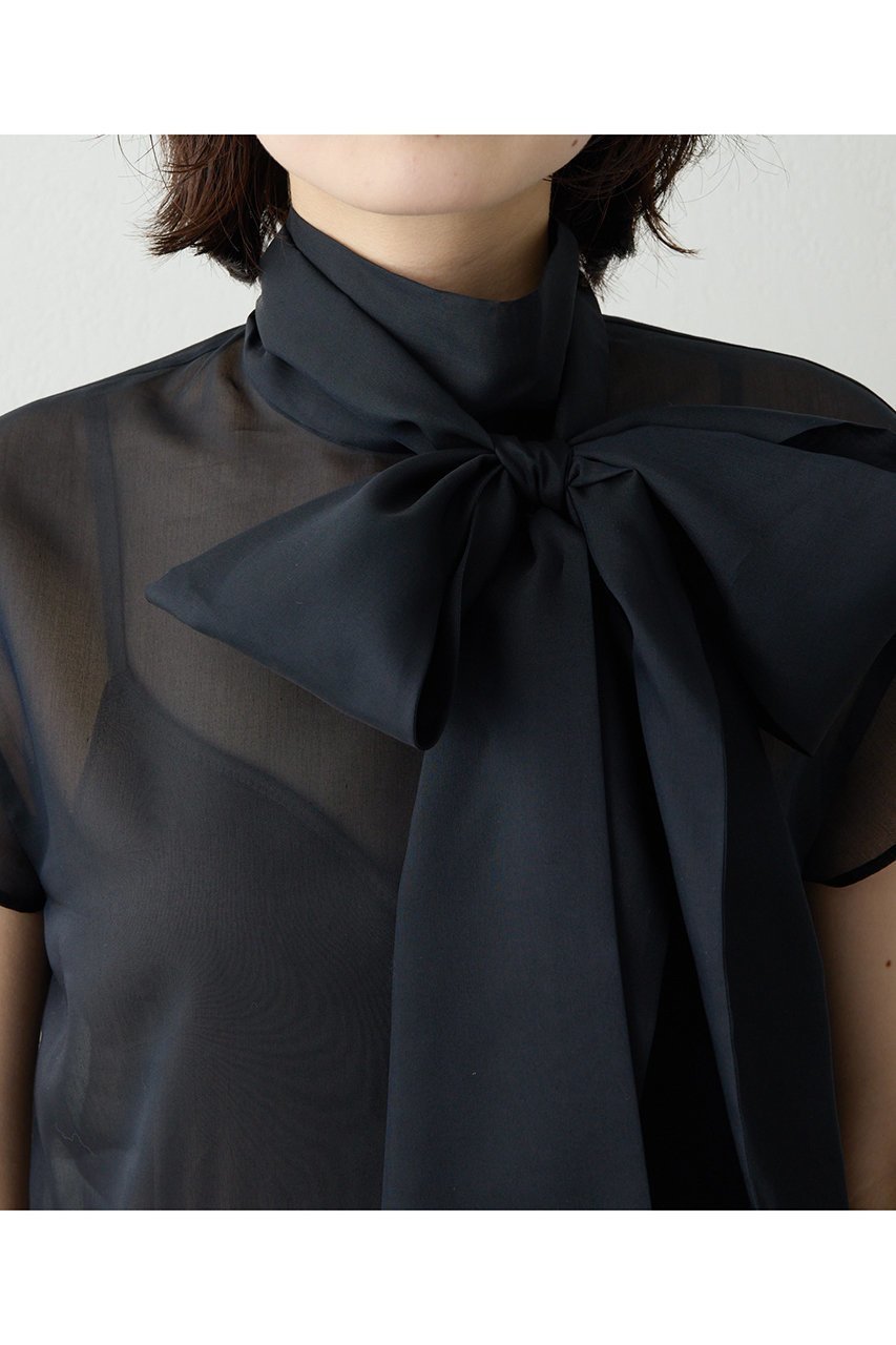 【ウィムガゼット/Whim Gazette】のシアーボウタイブラウス 人気、トレンドファッション・服の通販 founy(ファニー) 　ファッション　Fashion　レディースファッション　Fashion for Women　トップス・カットソー　Cut & Sew Tops　シャツ・ブラウス・オフィスカジュアル　Elegant Blouses & Button-Ups　おすすめ　Recommended / Our Picks　オーガンジー　Organza Fabric　カットソー　Cut and Sewn Top　ギンガム　Gingham, Gingham Fabric　ショート　Short, Short Length　スウェット / スエット　Sweatshirt, Sweatwear　スリーブ　Sleeve, Long Sleeve / Short Sleeve　チェック　Check, Plaid, Tartan　エレガント 上品　Elegant　夏　Summer　新作・新入荷　New Arrivals / New In　春　Spring　S/S・春夏　SS, Spring/Summer, Warm Season　other-8|ID: prp329100004898246 ipo3291000000036643143