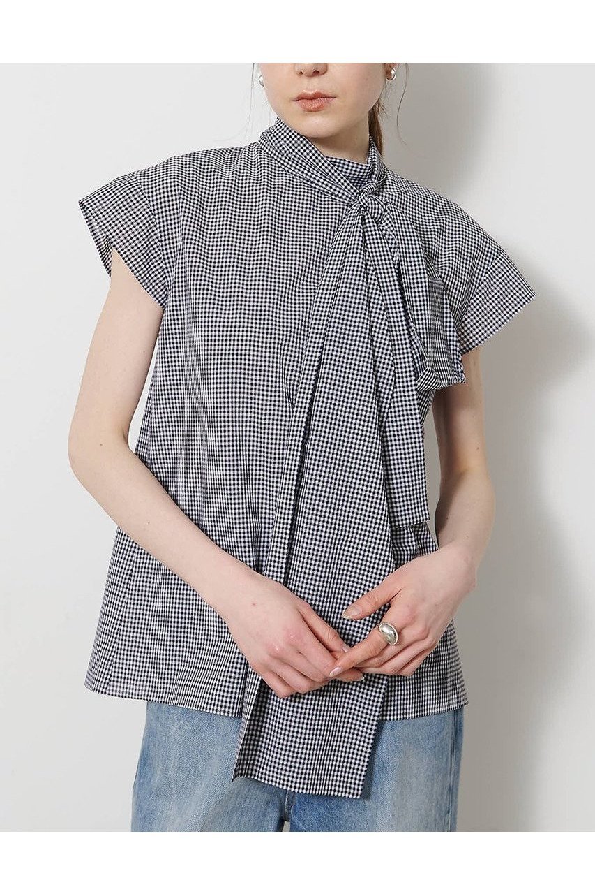 【ウィムガゼット/Whim Gazette】のシアーボウタイブラウス インテリア・キッズ・メンズ・レディースファッション・服の通販 founy(ファウニー) 　ファッション　Fashion　レディースファッション　Fashion for Women　トップス・カットソー　Cut & Sew Tops　シャツ・ブラウス・オフィスカジュアル　Elegant Blouses & Button-Ups　おすすめ　Recommended / Our Picks　オーガンジー　Organza Fabric　カットソー　Cut and Sewn Top　ギンガム　Gingham, Gingham Fabric　ショート　Short, Short Length　スウェット / スエット　Sweatshirt, Sweatwear　スリーブ　Sleeve, Long Sleeve / Short Sleeve　チェック　Check, Plaid, Tartan　エレガント 上品　Elegant　夏　Summer　新作・新入荷　New Arrivals / New In　春　Spring　S/S・春夏　SS, Spring/Summer, Warm Season　オフホワイト|ID: prp329100004898246 ipo3291000000036931693