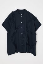 【エンフォルド/ENFOLD】のALIEN FRILL SQUARE SHIRT 大人の最旬トレンドファッション＆コーディネート founy(ファウニー) ファッション Fashion レディースファッション Fashion for Women トップス・カットソー Cut & Sew Tops シャツ・ブラウス・オフィスカジュアル Elegant Blouses & Button-Ups なめらか Smooth, Silky Texture ショート Short, Short Length スクエア Square, Square Shape スリーブ Sleeve, Long Sleeve / Short Sleeve バランス Balance, Style Balance フリル Frill, Ruffle thumbnail ダークネイビー|ID: prp329100004898260 ipo3291000000036904600