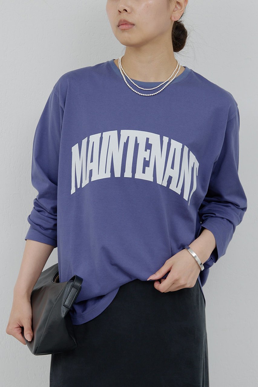 【ガリャルダガランテ/GALLARDAGALANTE】のラウンドロゴT インテリア・キッズ・メンズ・レディースファッション・服の通販 founy(ファニー) 　ファッション　Fashion　レディースファッション　Fashion for Women　トップス・カットソー　Cut & Sew Tops　シャツ・ブラウス・オフィスカジュアル　Elegant Blouses & Button-Ups　ロングTシャツ・Tシャツ　Longline T-Shirts & Tees　カットソー・ベーシックTシャツ　Cut-and-Sewn Tops / Stretch Tees & Basics　シンプル　Simple, Minimal　スリーブ　Sleeve, Long Sleeve / Short Sleeve　ラウンド　Round, Round Neck　ロング　Long, Long-Length　ブルー|ID: prp329100004898771 ipo3291000000036649466